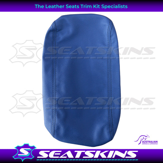 CONSOLE COVER FOR HOLDEN VY/VZ BERMUDA BLUE BLACK TWIN NEEDLE STITCHING.