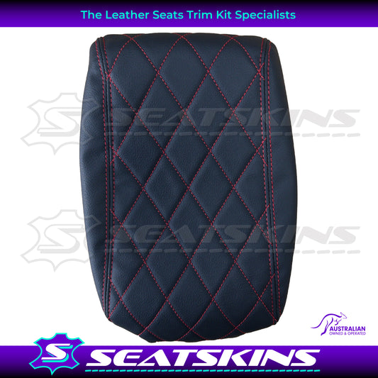 CONSOLE COVER FOR FORD BA/BF BLACK WITH RED DIAMOND STITCHING