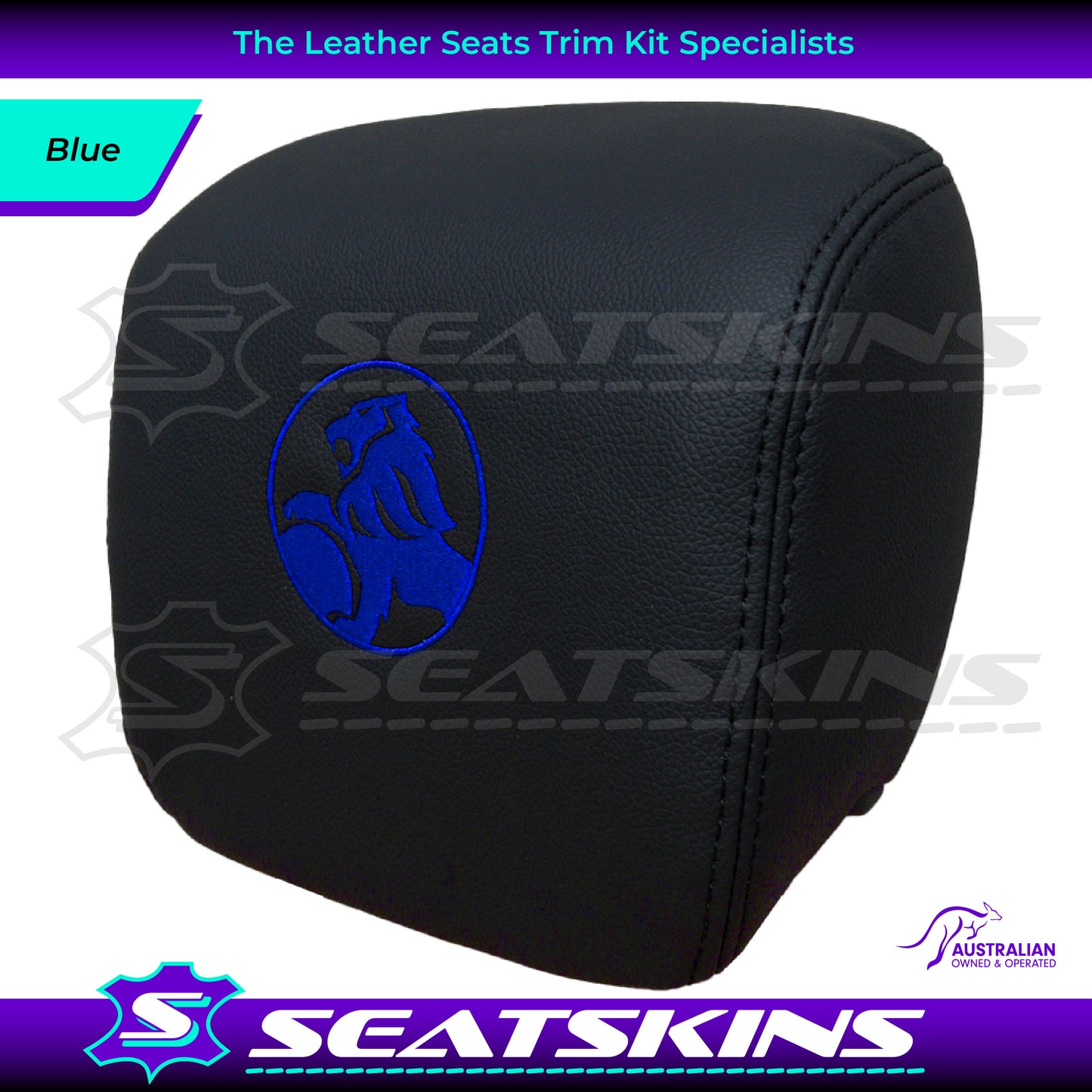 HEADREST COVERS PAIR FOR VE ONYX BLACK LEATHERETTE CUSTOM HOLDEN LOGO