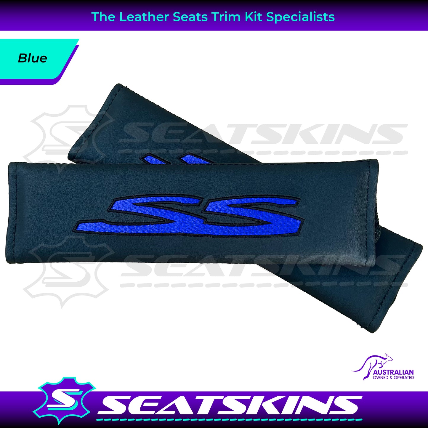 SEATBELT SHOULDER PADS  FOR HOLDEN VE SS LOGO EMBROIDERED CHOOSE COLOUR
