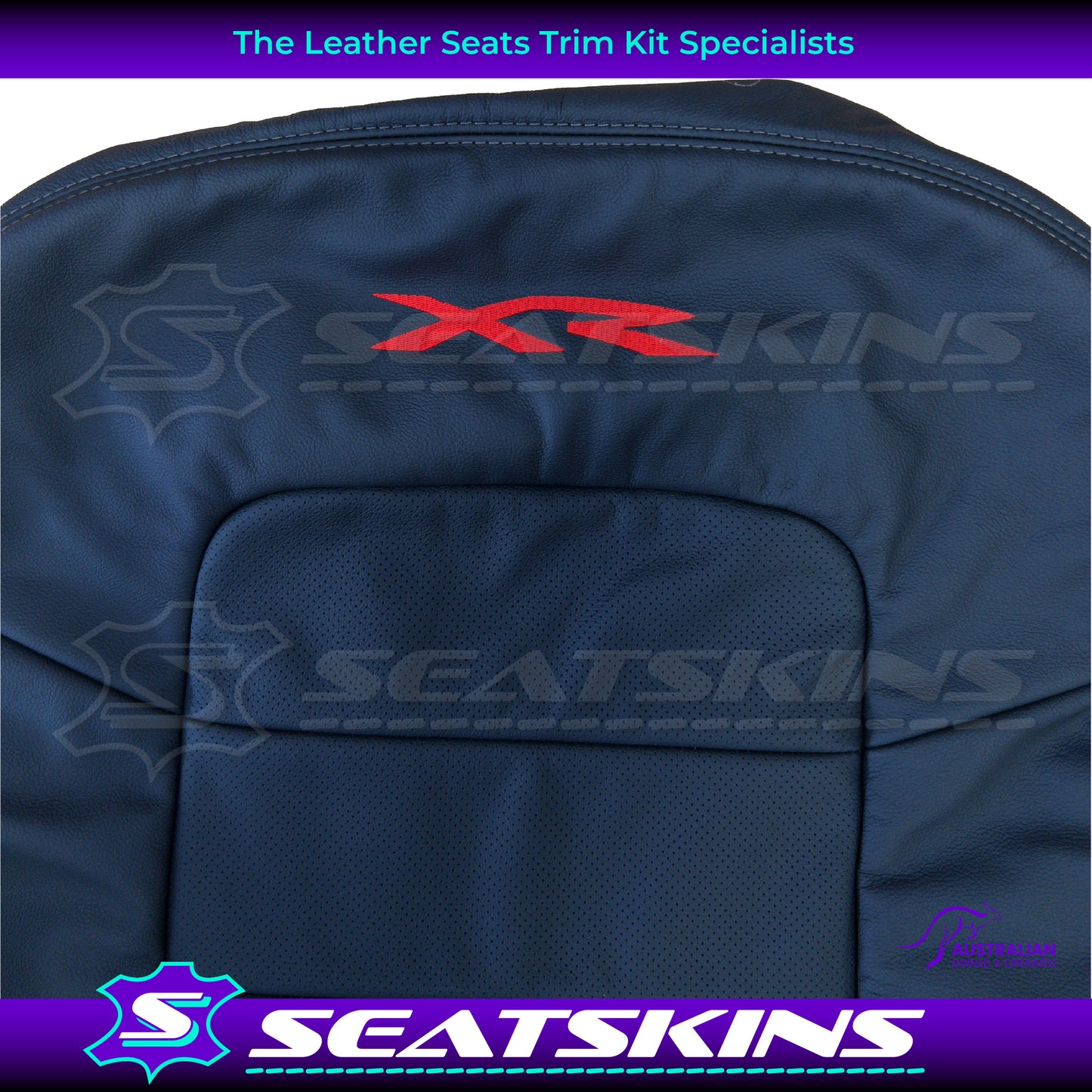 LEATHER SEATS TRIM KIT SKINS FOR FORD BA/BF FRONT SEATS RED XR LOGO OEM STYLE