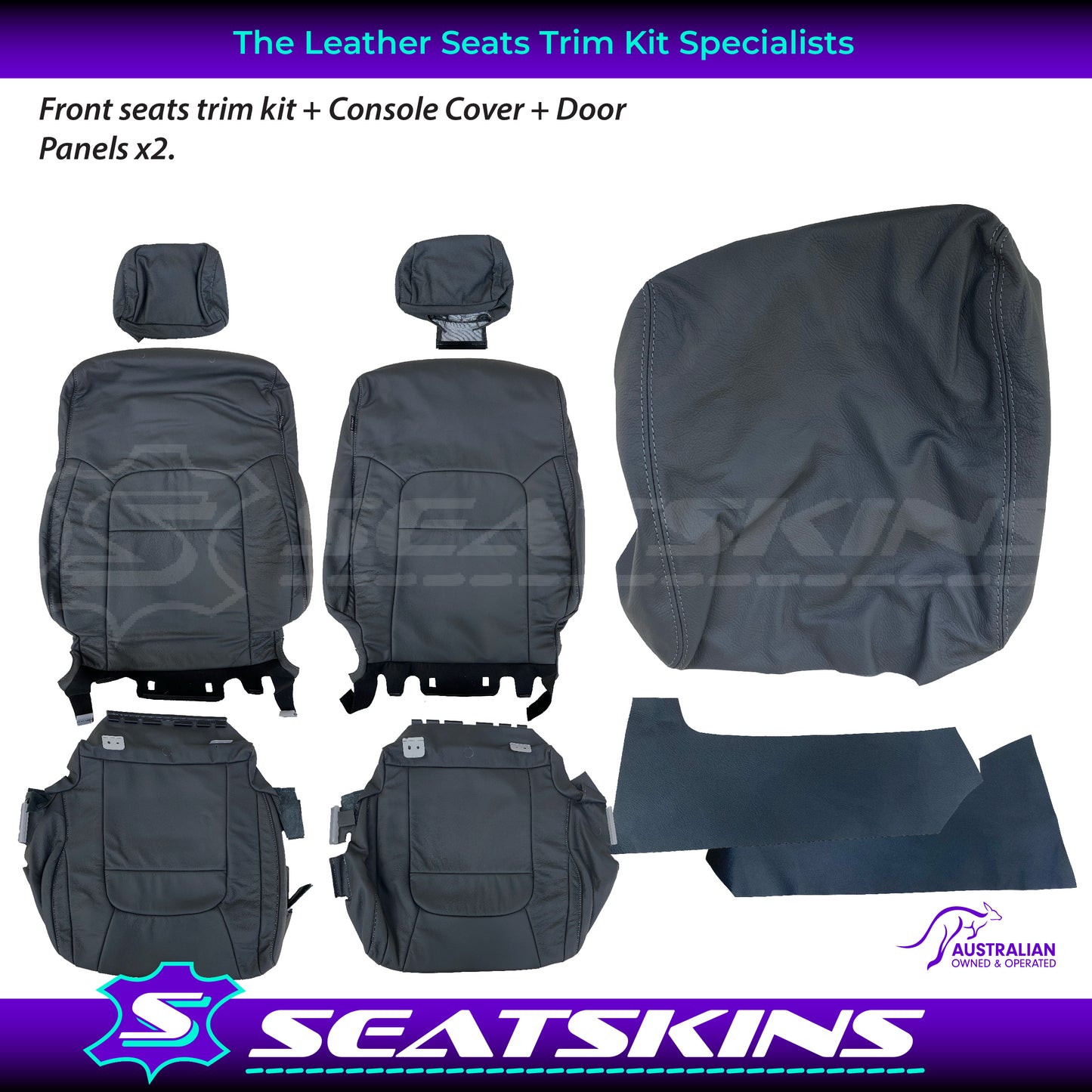 LEATHER SEATS TRIM KIT SKINS FOR TOYOTA LANDCRUISER 200 SERIES GXL 5 SEATS GREY