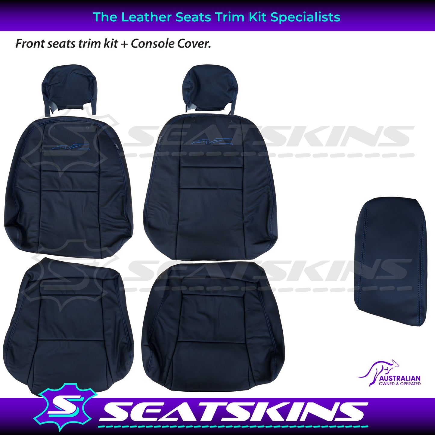 LEATHER SEATS TRIM KIT FOR HOLDEN VZ SVZ UTE BLUE STITCHING SVZ LOGO