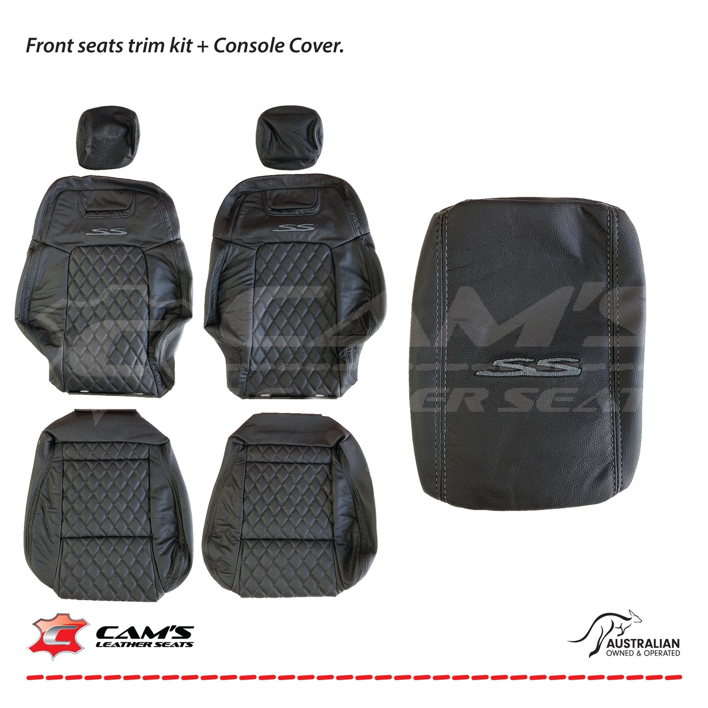 LEATHER SEATS TRIM KIT FOR VE SS 2 FRONT SEATS OR UTE ONYX & GREY DIAMOND