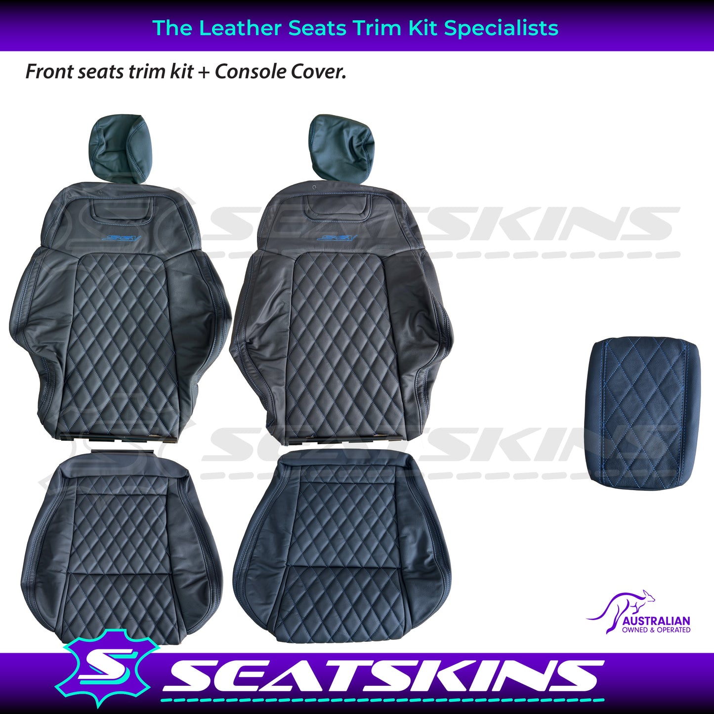 LEATHER SEATS TRIM KIT FOR HOLDEN VE SSV UTE PURPLE DIAMOND STITCH SSV LOGO
