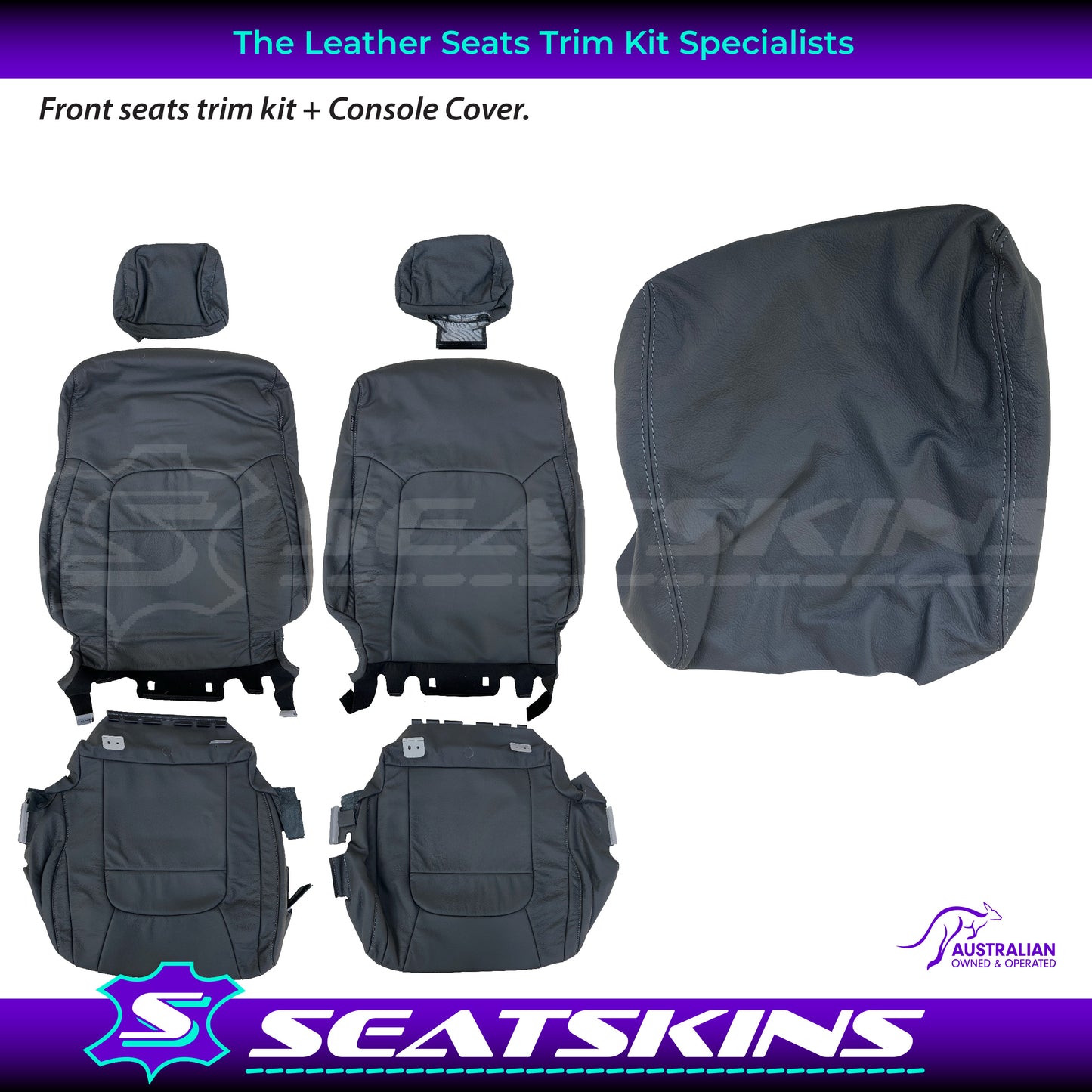 LEATHER SEATS TRIM KIT SKINS FOR TOYOTA LANDCRUISER 200 SERIES GXL 5 SEATS GREY