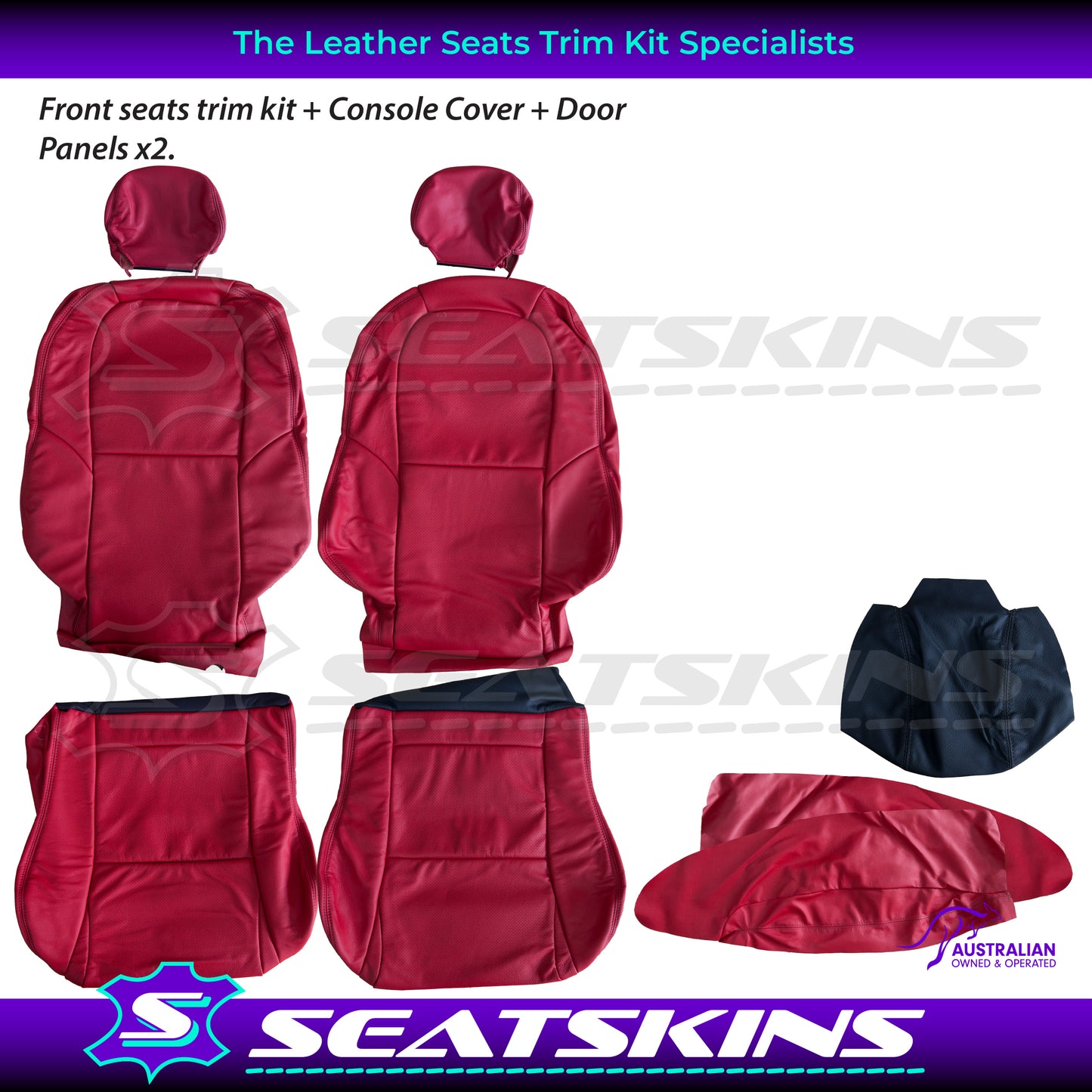 LEATHER SEATS TRIM KIT SKINS FOR HOLDEN VX MONARO 2 SEATS ONLY RED HOT