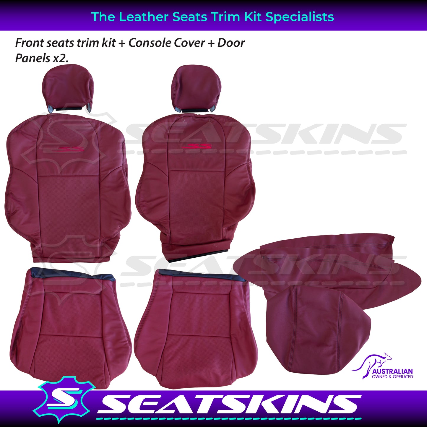 LEATHER SEATS TRIM KIT FOR HOLDEN VT-VX-VU SS 2 SEATS REDHOT
