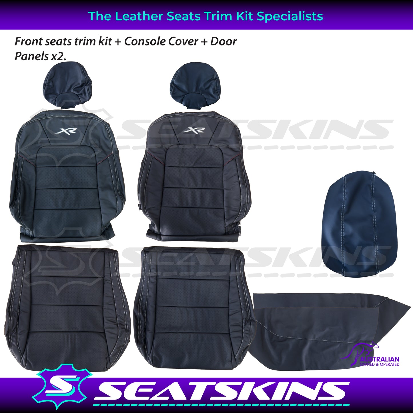 LEATHER SEATS TRIM KIT SKINS FOR FORD FG-X FALCON FRONT SEATS XR LOGO