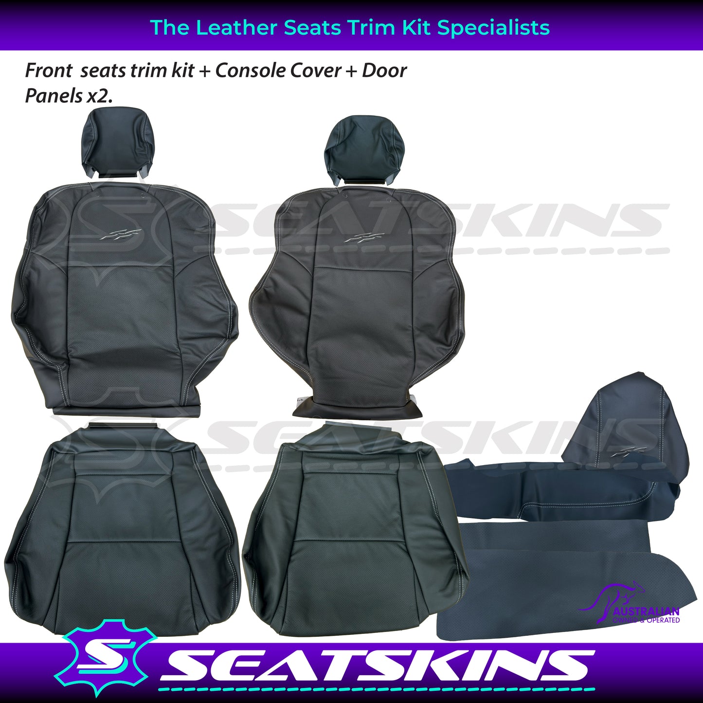 LEATHER SEATS TRIM KIT FOR HOLDEN VY SS SERIES 1 UTE WHITE STITCHING