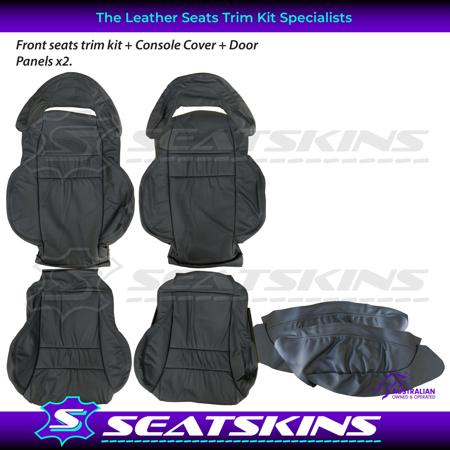 LEATHER SEATS TRIM KIT FOR HSV 2 VT/VX COULSON 2 SEATS PEWTER GREY LEATHER