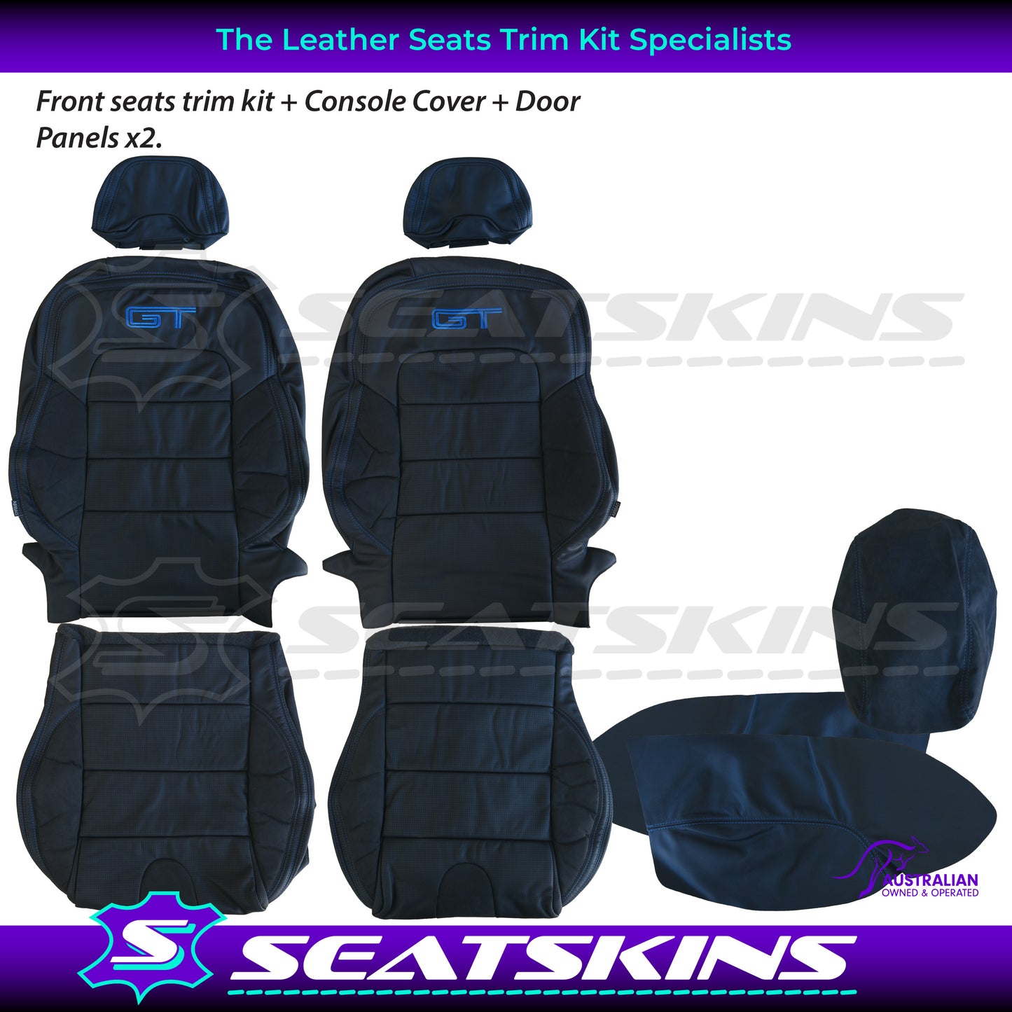 LEATHER SEATS TRIM KIT SKINS FOR FORD/FPV BA/BF GT 2 SEATER