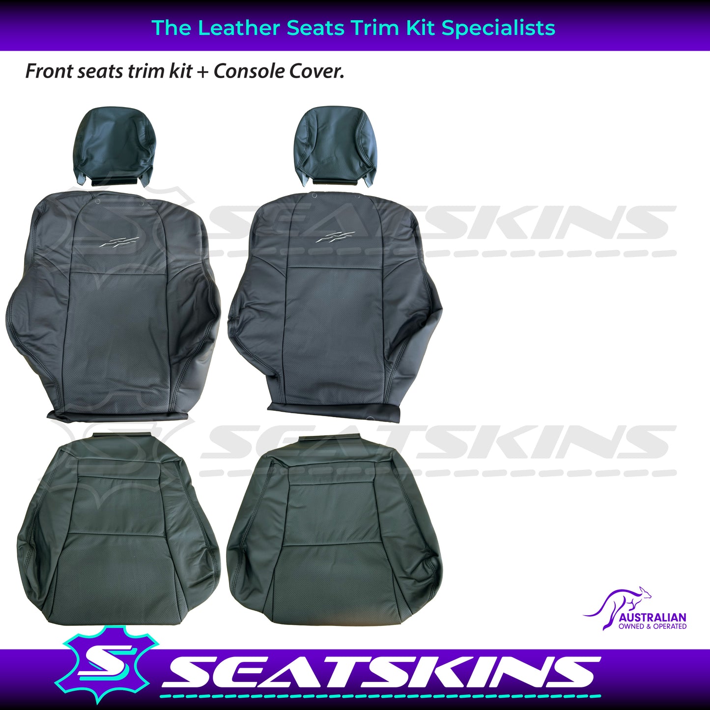 LEATHER SEATS TRIM KIT SKINS TO FIT HOLDEN VY SERIES 1 UTE BLACK/SILVER DIY INST