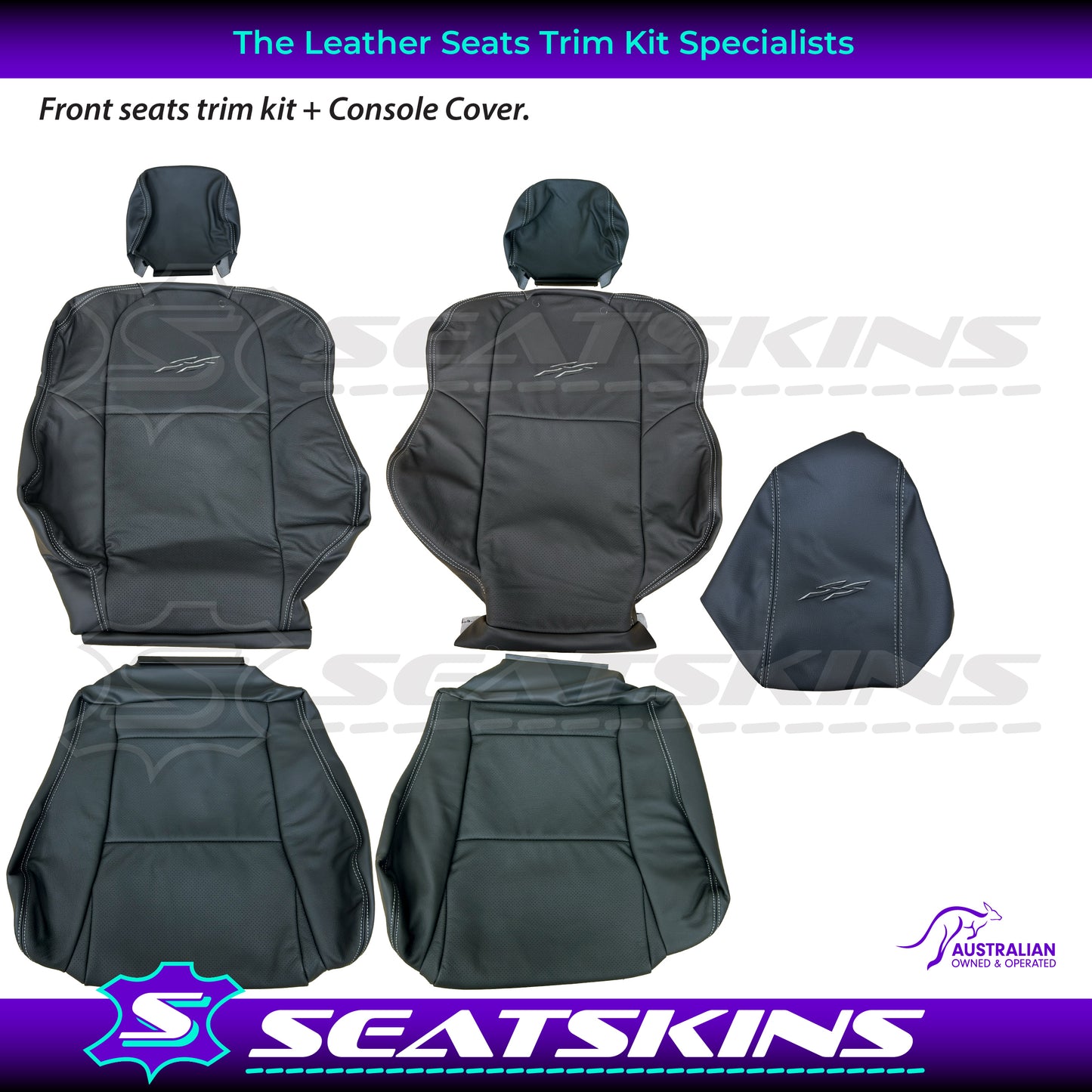 LEATHER SEATS TRIM KIT FOR HOLDEN VY SS SERIES 1 UTE WHITE STITCHING