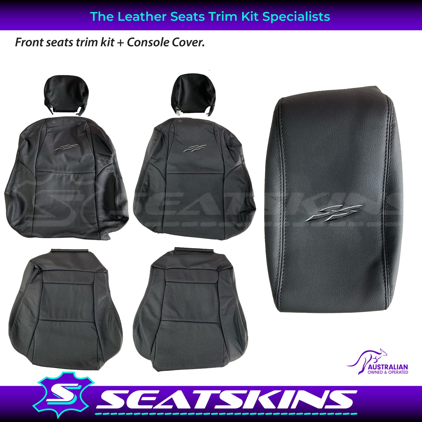 LEATHER SEATS TRIM KIT FOR HOLDEN VY S2 / VZ SS CREWMAN ANTHRACITE BLACK