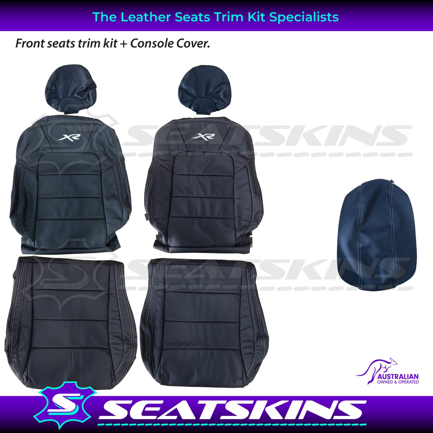 LEATHER SEATS TRIM KIT SKINS FOR FORD FG-X FALCON FRONT SEATS XR LOGO