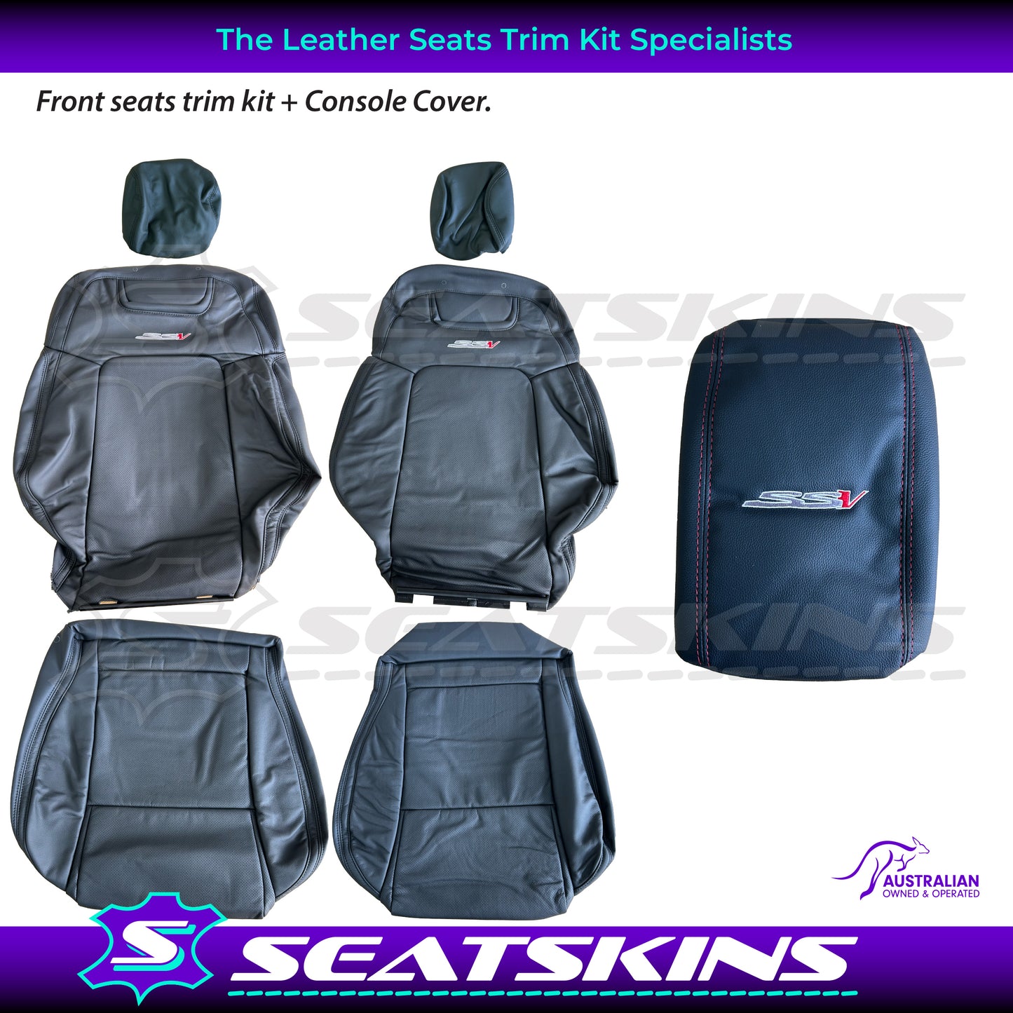 LEATHER SEATS TRIM KIT FOR HOLDEN VE SSV UTE SSV LOGO EMBROIDERED WITH RED V