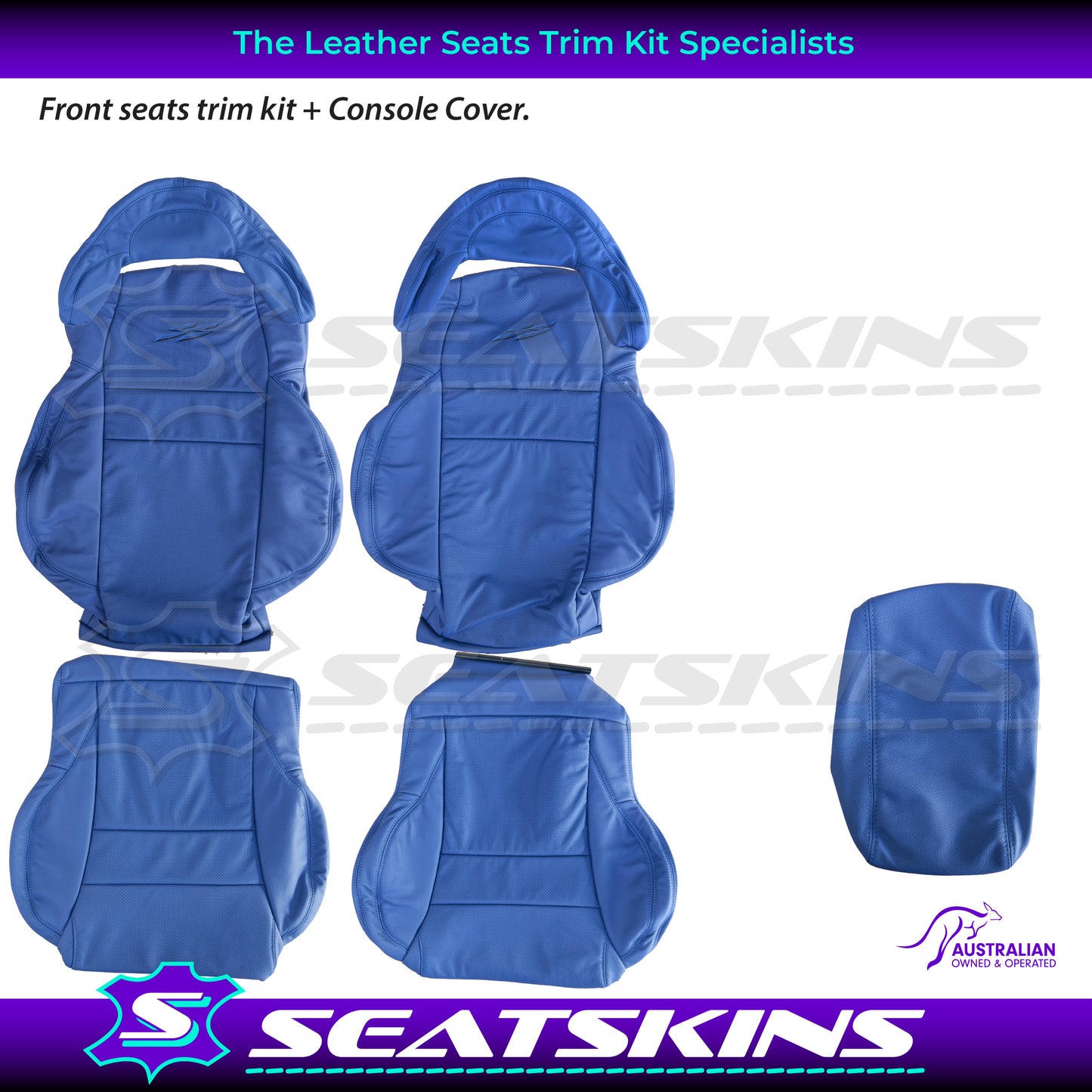 LEATHER SEATS TRIM KIT FOR HOLDEN HSV VY / VZ COULSON 2 SEATS BLUE SS LOGOS