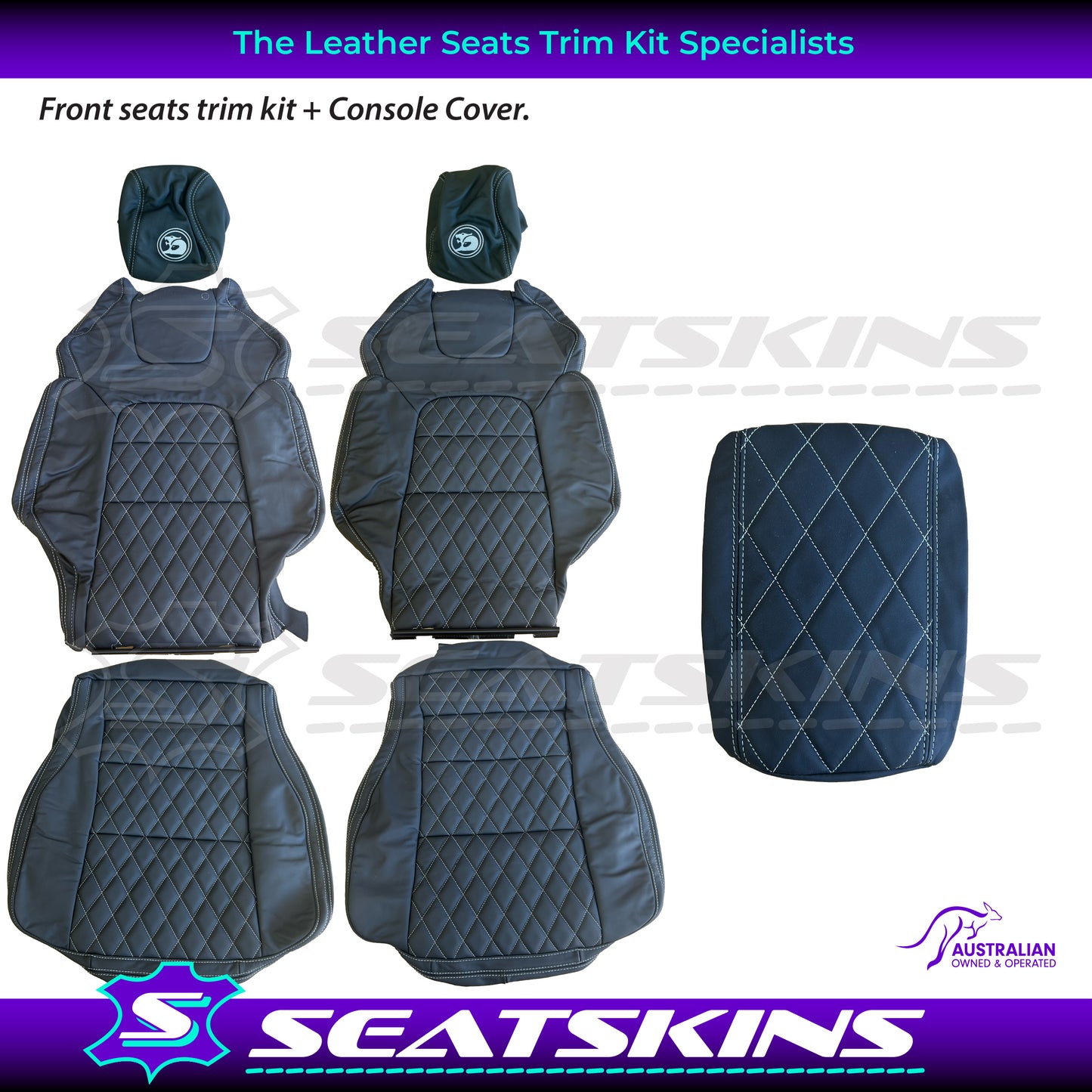 LEATHER SEATS TRIM KIT FOR HSV VE GTS UTE WHITE DIAMOND STITCHING HSV LOGO