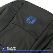 LEATHER SEATS TRIM KIT SKINS FOR RAM CLASSIC 1500 Black leather with Blue Stitching