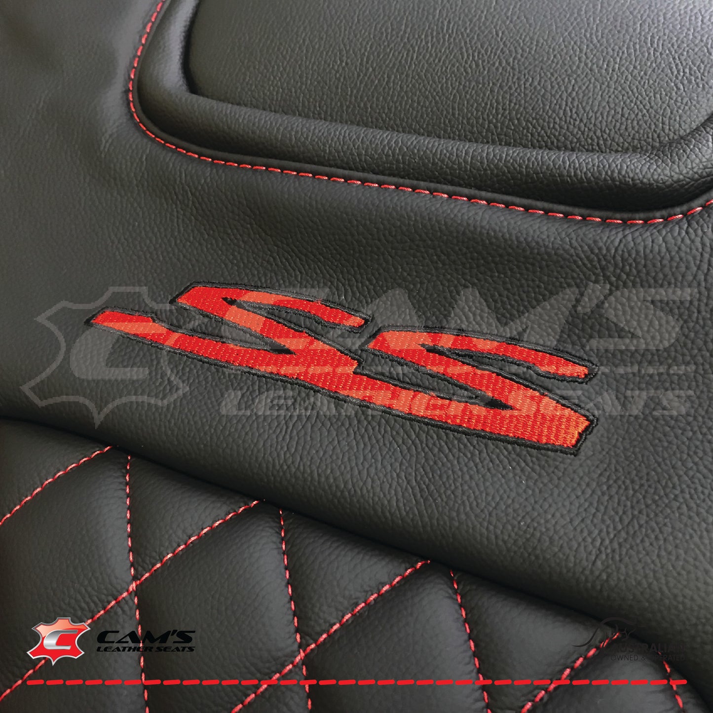 LEATHER SEATS TRIM KIT FOR HOLDEN VE SS UTE ONYX RED DIAMOND STITCH INSERTS
