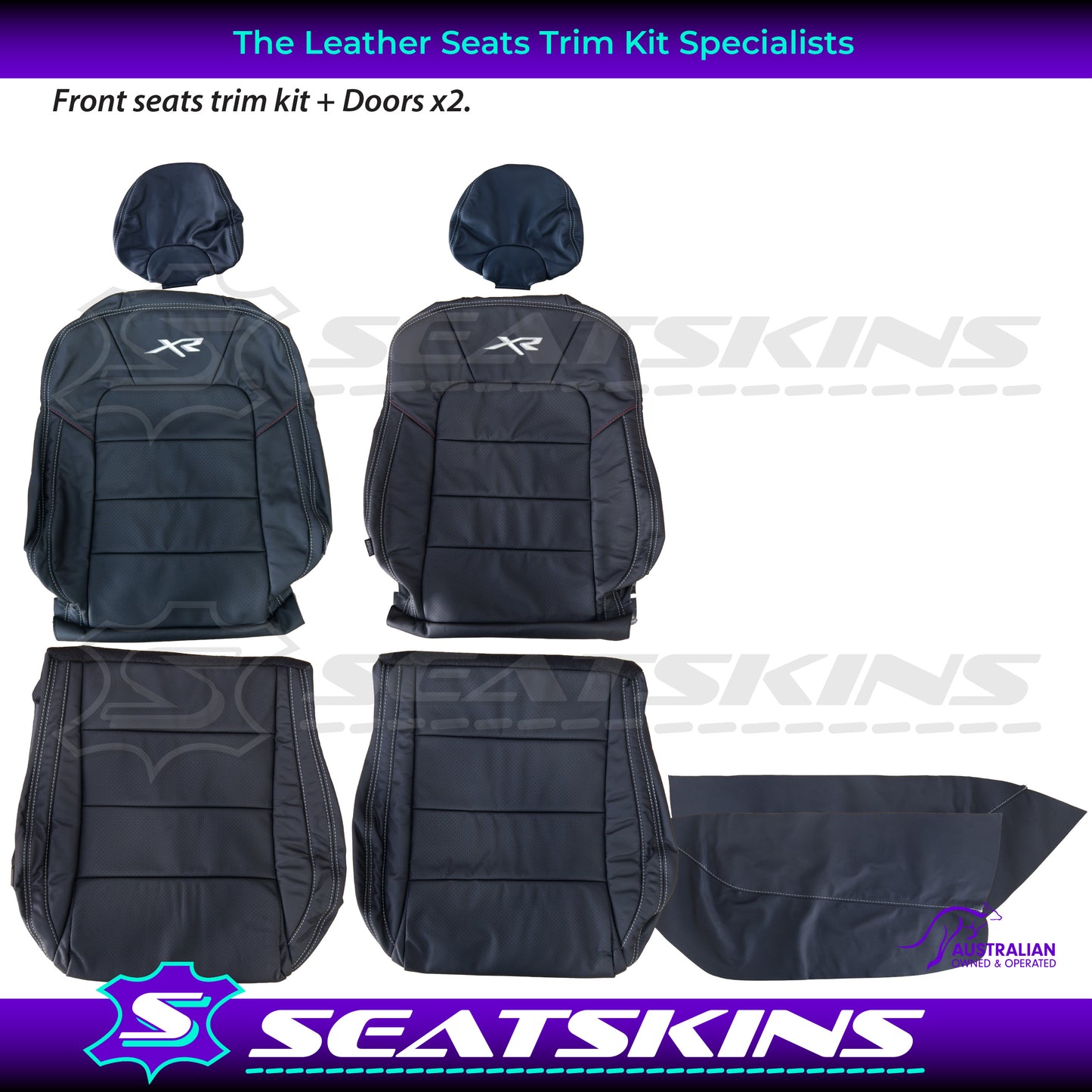 LEATHER SEATS TRIM KIT SKINS FOR FORD FG-X FALCON FRONT SEATS XR LOGO