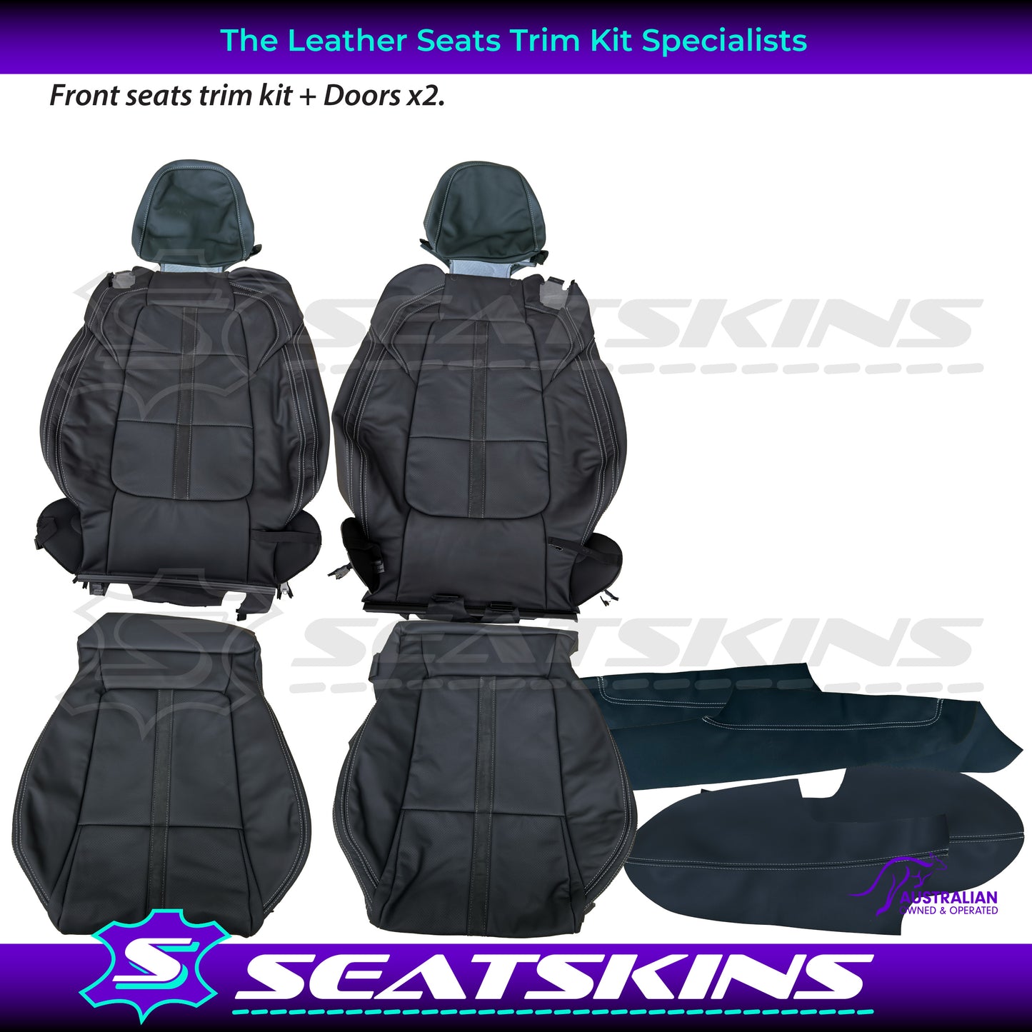 LEATHER SEATS TRIM KIT FOR VF SS/SSV/REDLINE UTE NAPPA LEATHER WITH SILVER STITCHING