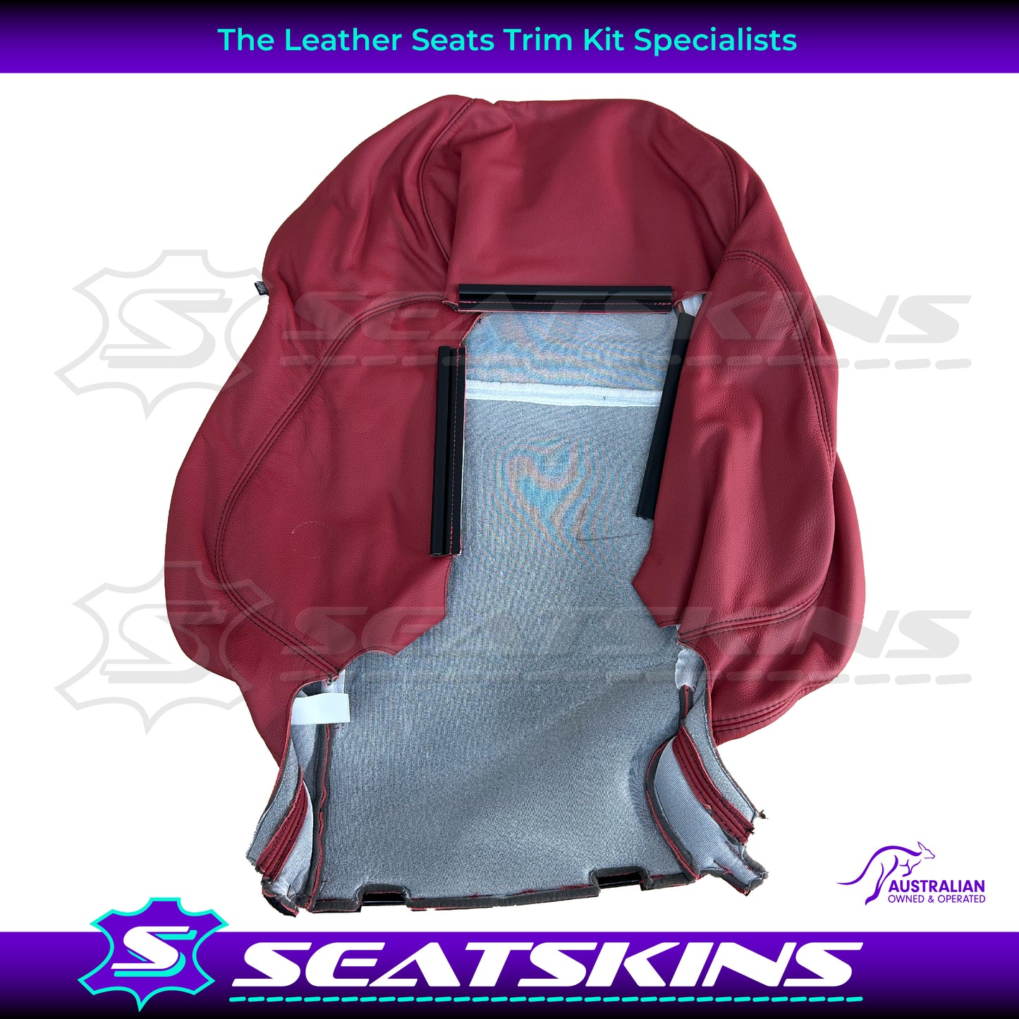 LEATHER TRIM FOR HOLDEN FRONT SEAT BACK REST VY/VZ SS RED HOT LH OR RH