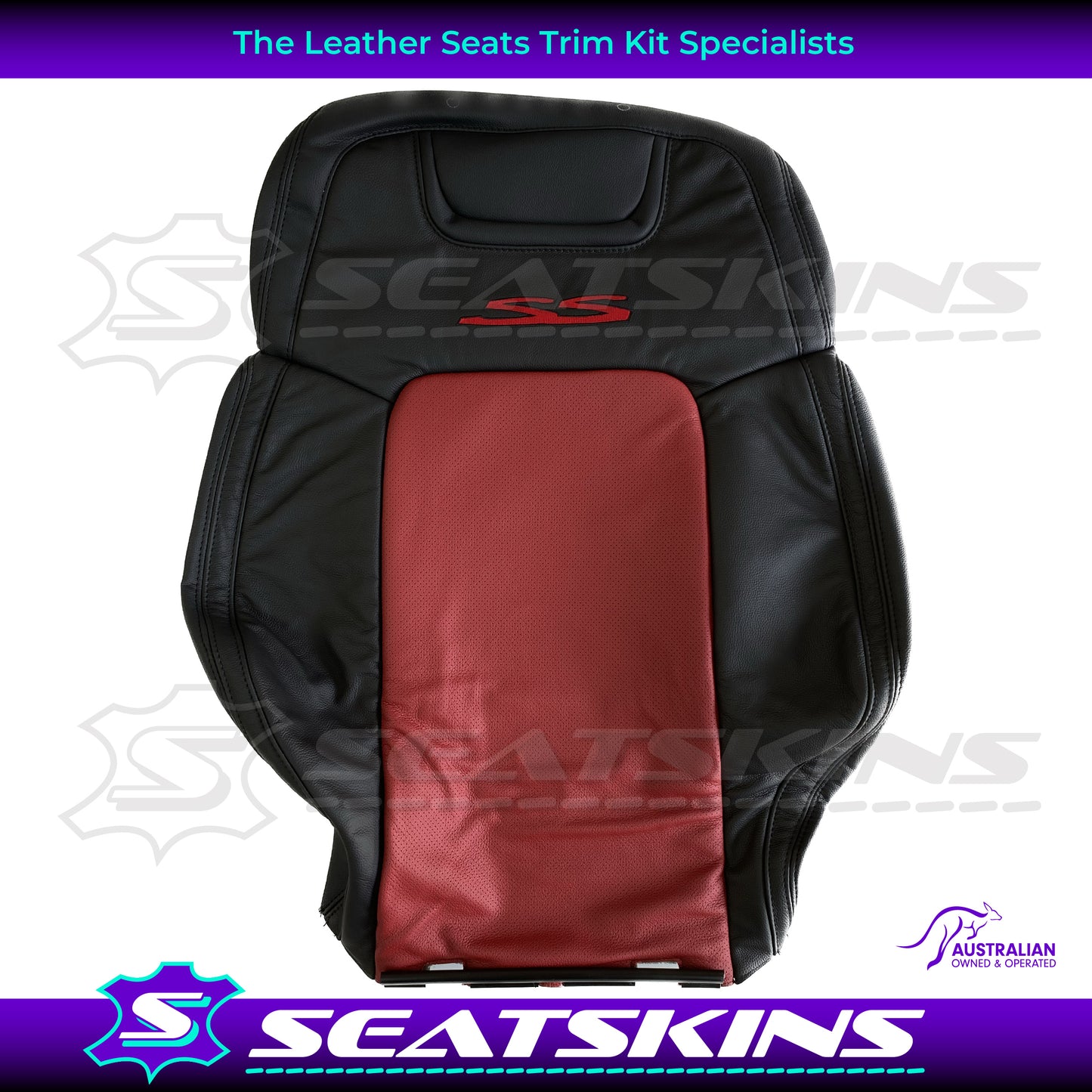 LEATHER SEATS TRIM KIT FOR VE SS 2 FRONT SEATS OR UTE ONYX & RED HOT INSERTS