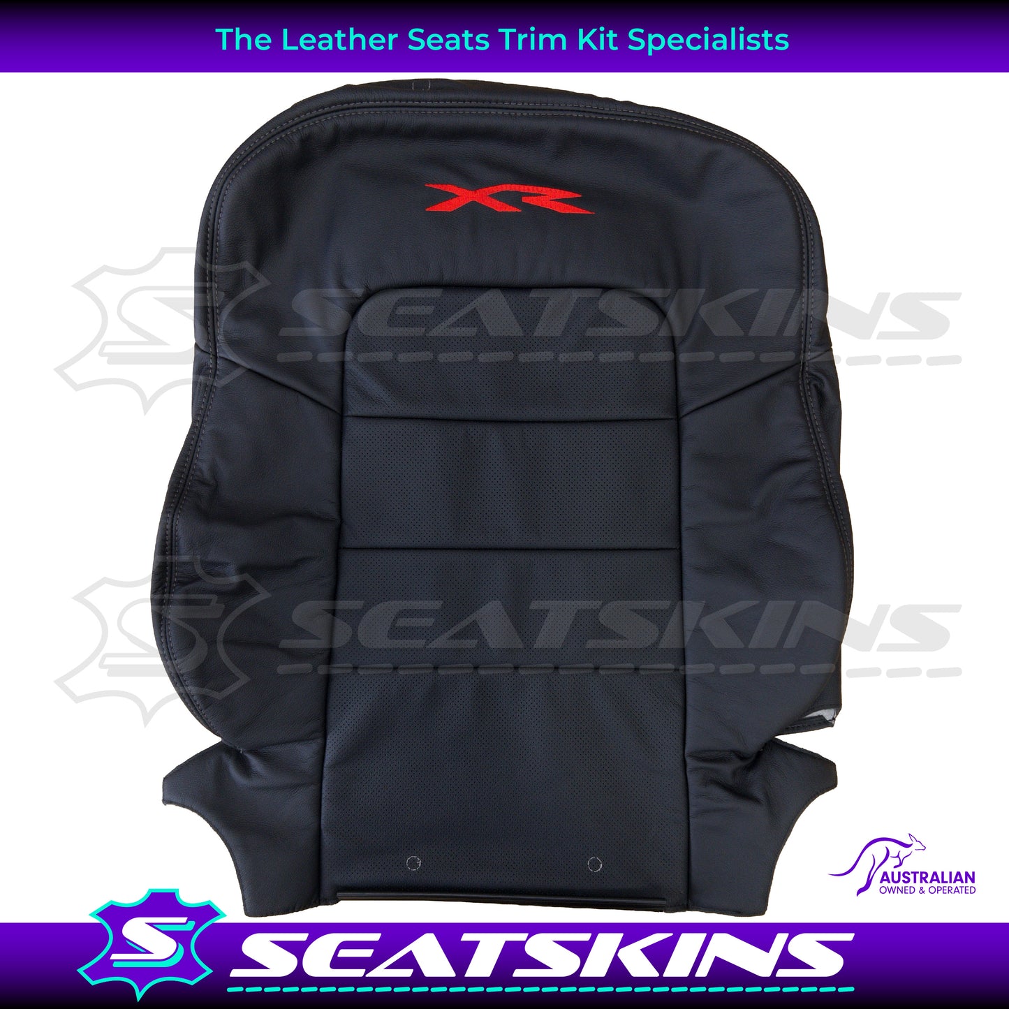 LEATHER SEATS TRIM KIT SKINS FOR FORD BA/BF FRONT SEATS RED XR LOGO OEM STYLE