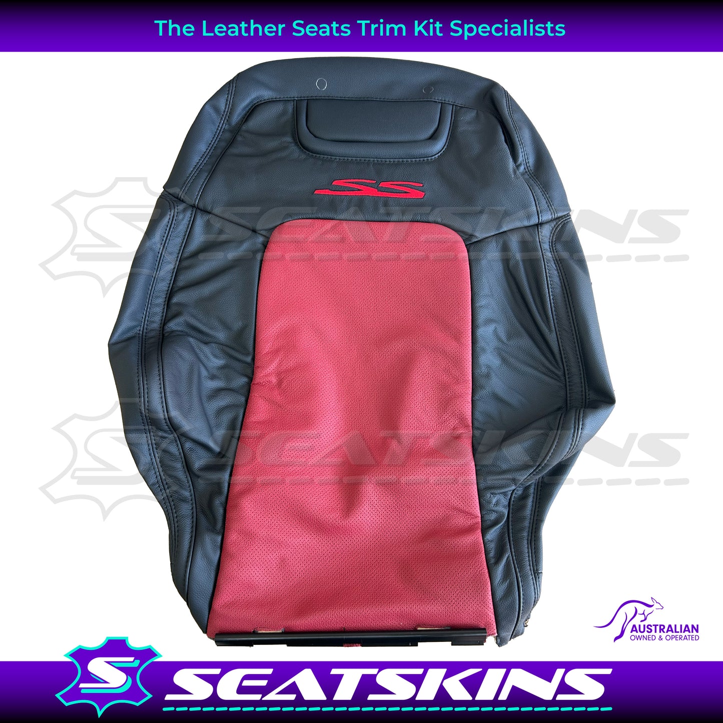 LEATHER TRIM FOR HOLDEN FRONT SEAT BACK REST VE SS SSV ONYX RED HOT LH OR RH