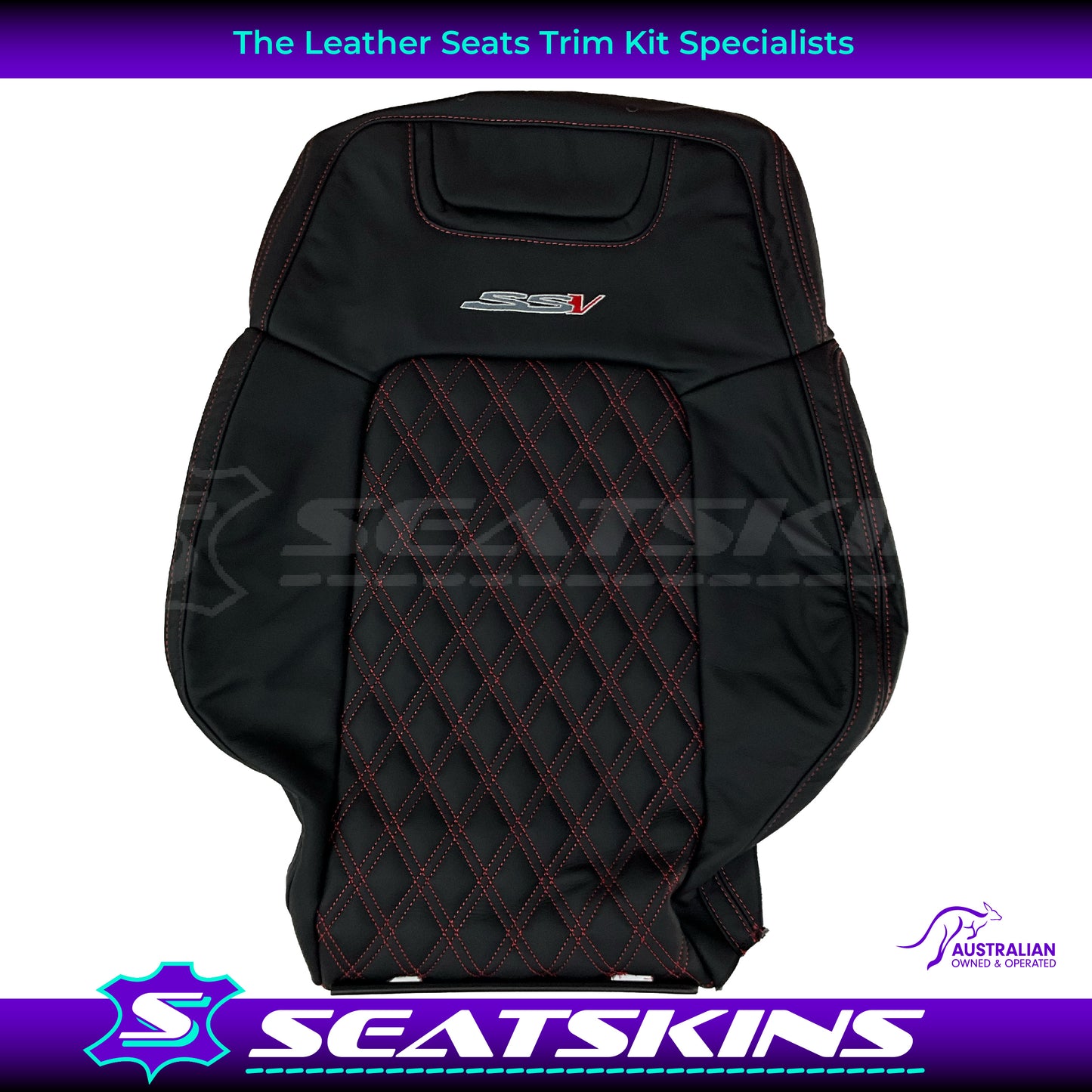 LEATHER SEATS TRIM KIT FOR HOLDEN VE SS SSV UTE ONYX WITH RED STITCHING