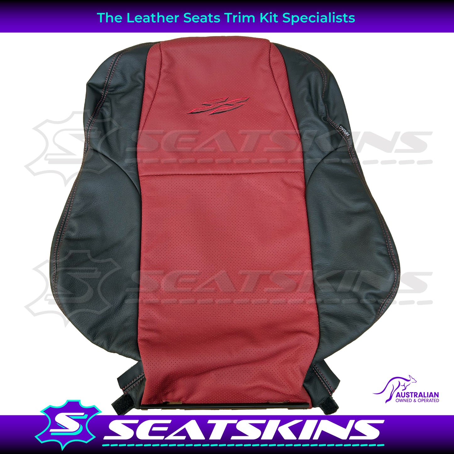 LEATHER SEATS TRIM KIT FOR HOLDEN SS VY SERIES 2 / VZ UTE RED AND ANTHRACITE LEATHER