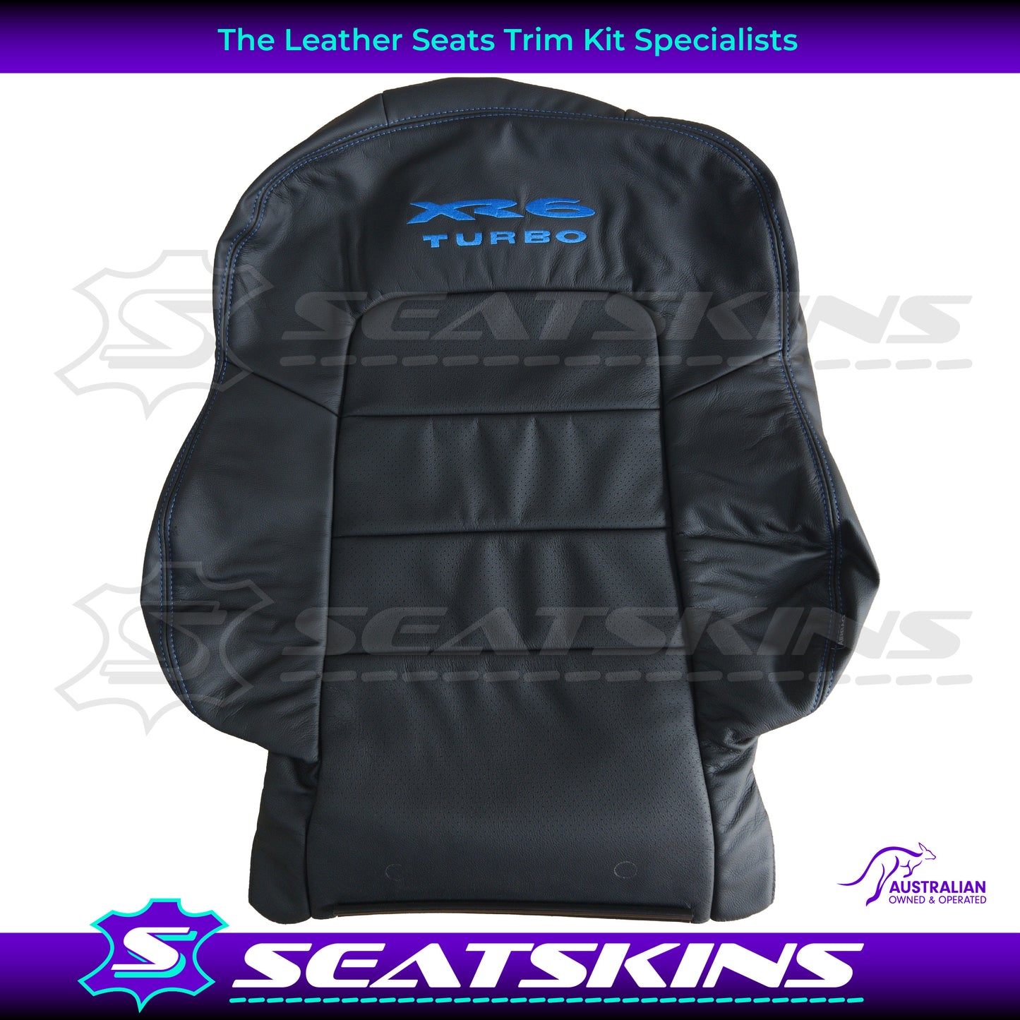 LEATHER SEATS TRIM KIT SKINS FOR FORD BA/BF FALCON BLUE XR6 TURBO LOGO