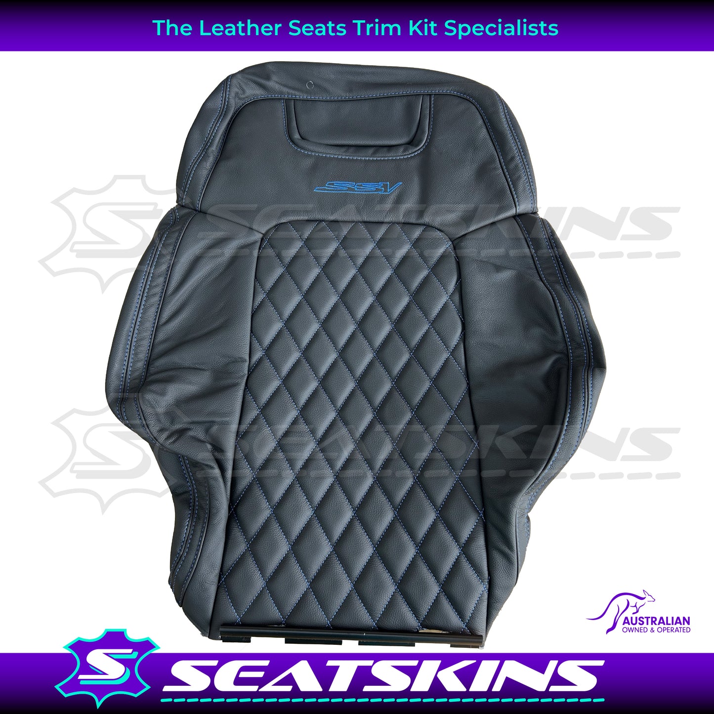 LEATHER SEATS TRIM KIT FOR HOLDEN VE SSV UTE PURPLE DIAMOND STITCH SSV LOGO