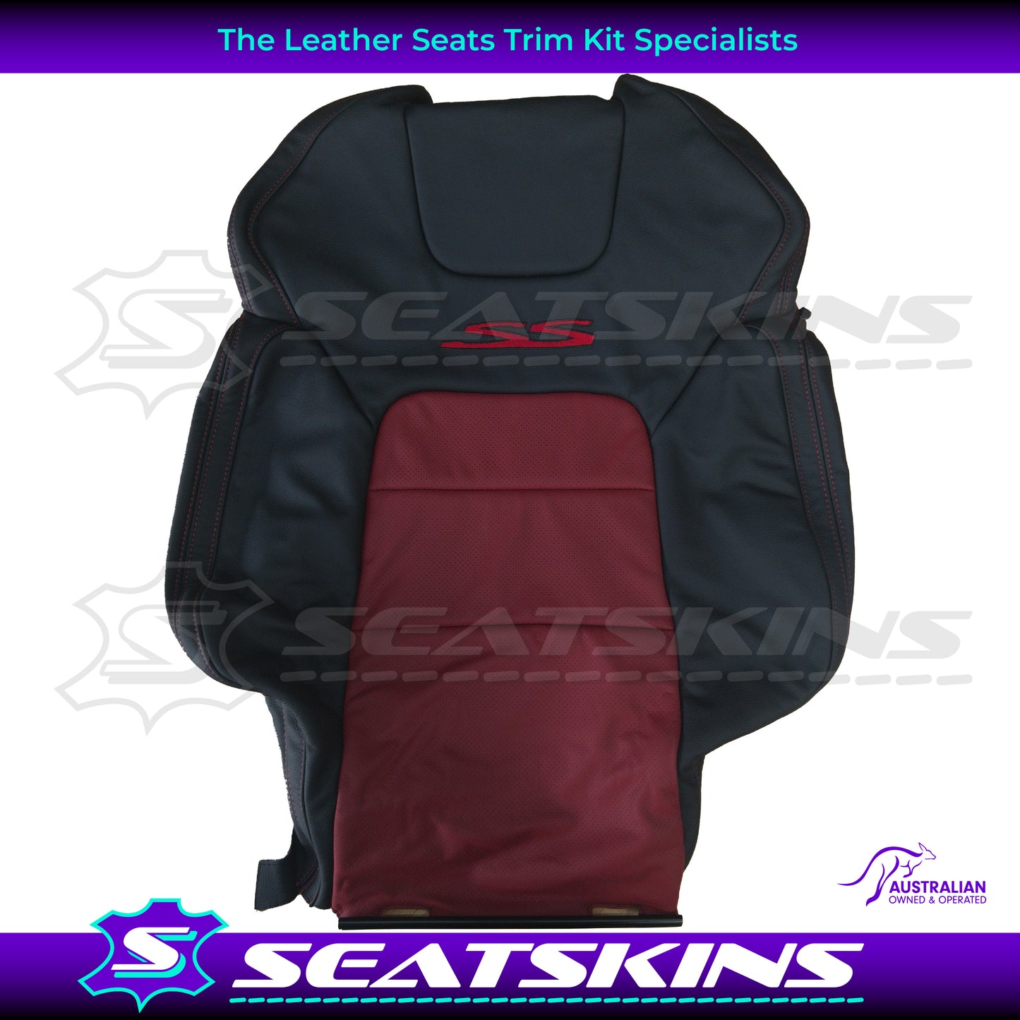 LEATHER SEATS TRIM KIT FOR VE SS SSV GTS STYLE ONYX & RED HOT INSERTS 2 SEATS