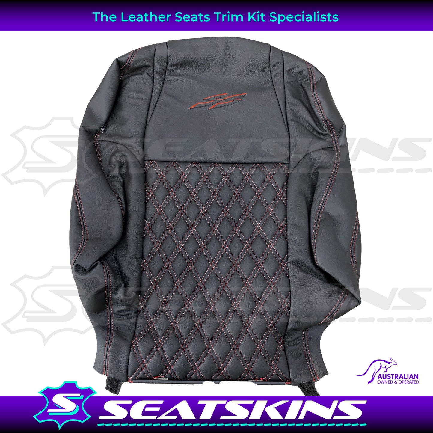 LEATHER SEATS TRIM KIT SKINS FOR HOLDEN VY S2 / VZ SS SSZ UTE BLACK/RED DIY INST