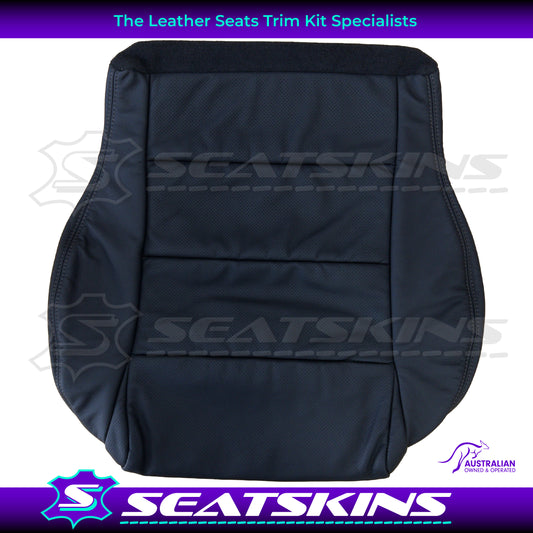 LEATHER TRIM FOR BA FALCON XR6/8 FRONT SEAT BASE Black w Charcoal stitch.