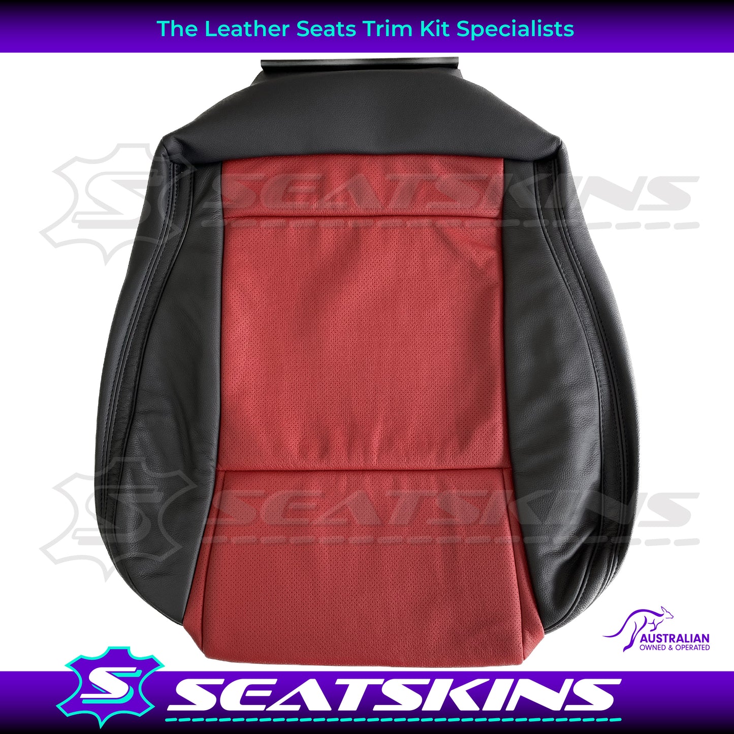 LEATHER SEATS TRIM KIT FOR VE SS 2 FRONT SEATS OR UTE ONYX & RED HOT INSERTS