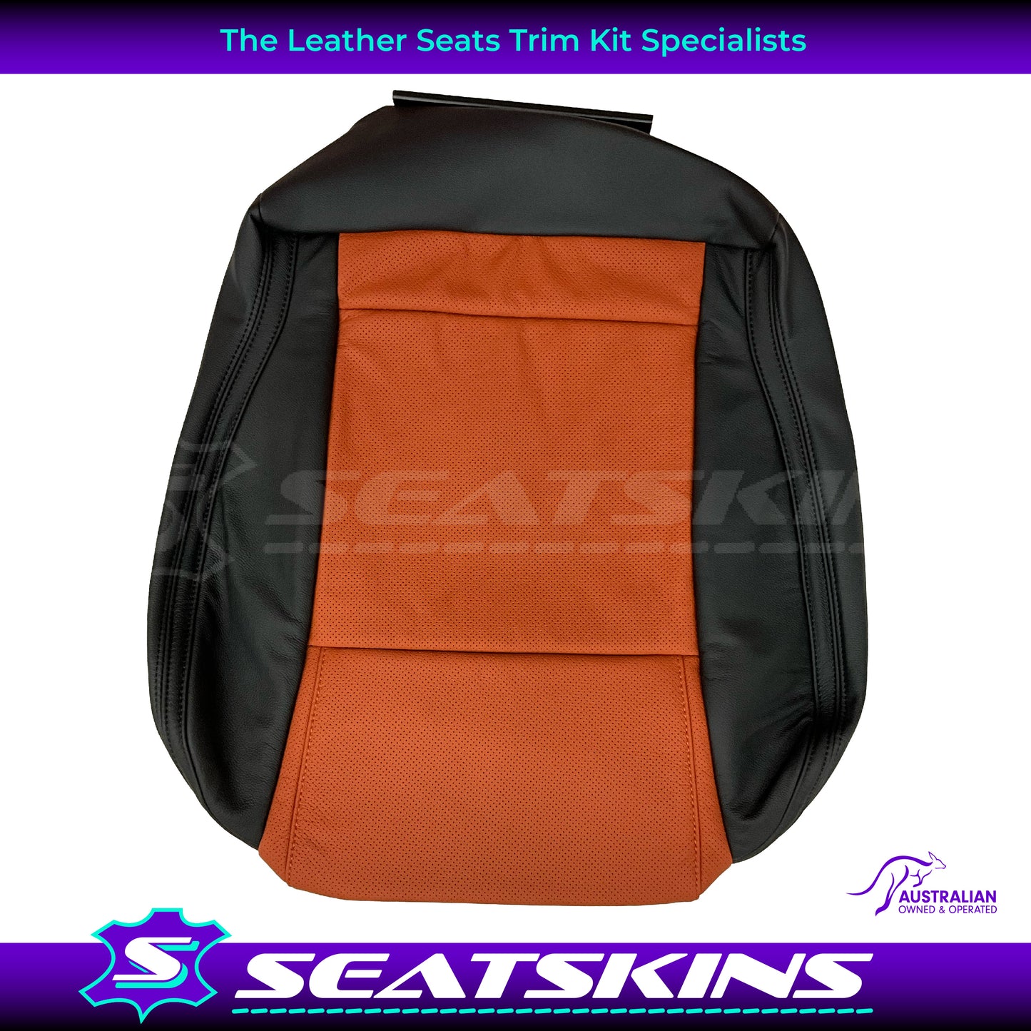 LEATHER SEATS TRIM KIT FOR VE SS 2 FRONT SEATS OR UTE ONYX & ORANGE INSERTS