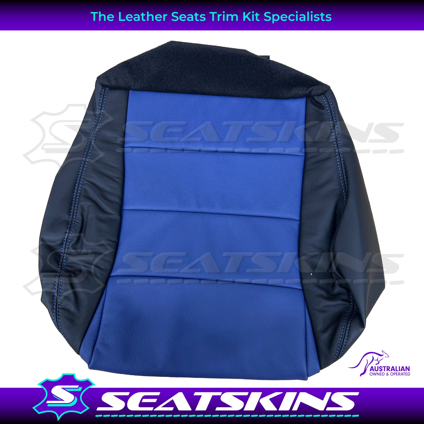 LEATHER SEATS TRIM KIT SKINS FOR FORD BA/BF FALCON FRONT SEATS BLUE XR LOGO BLUE INSERTS
