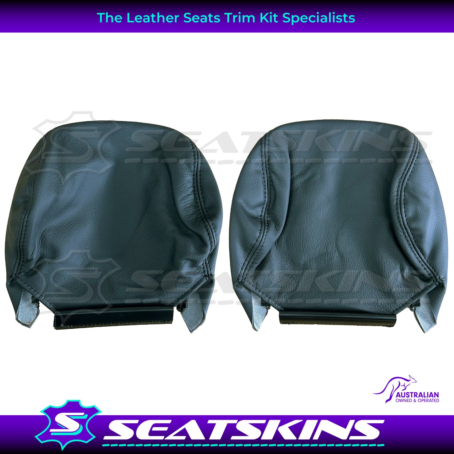 LEATHER SEATS TRIM KIT SKINS TO FIT HOLDEN VY SERIES 1 UTE BLACK/SILVER DIY INST