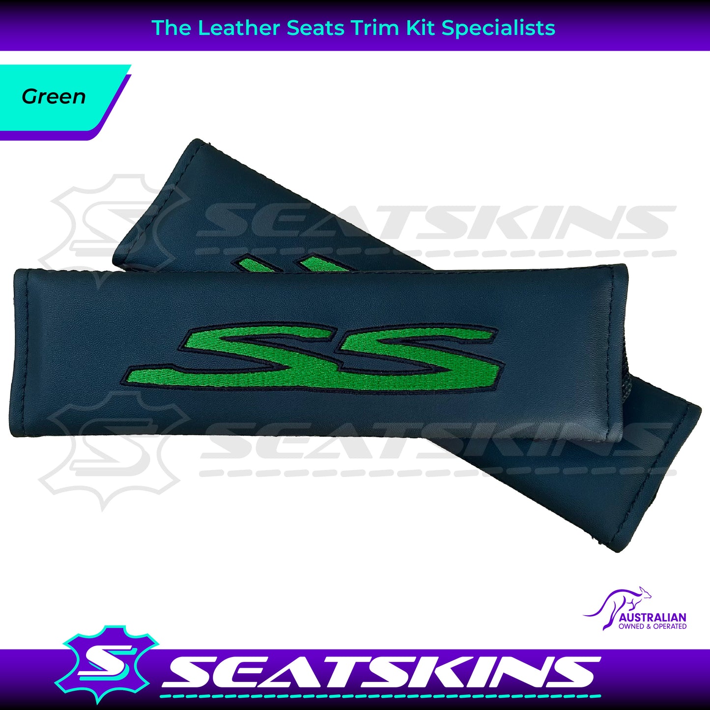 SEATBELT SHOULDER PADS  FOR HOLDEN VE SS LOGO EMBROIDERED CHOOSE COLOUR