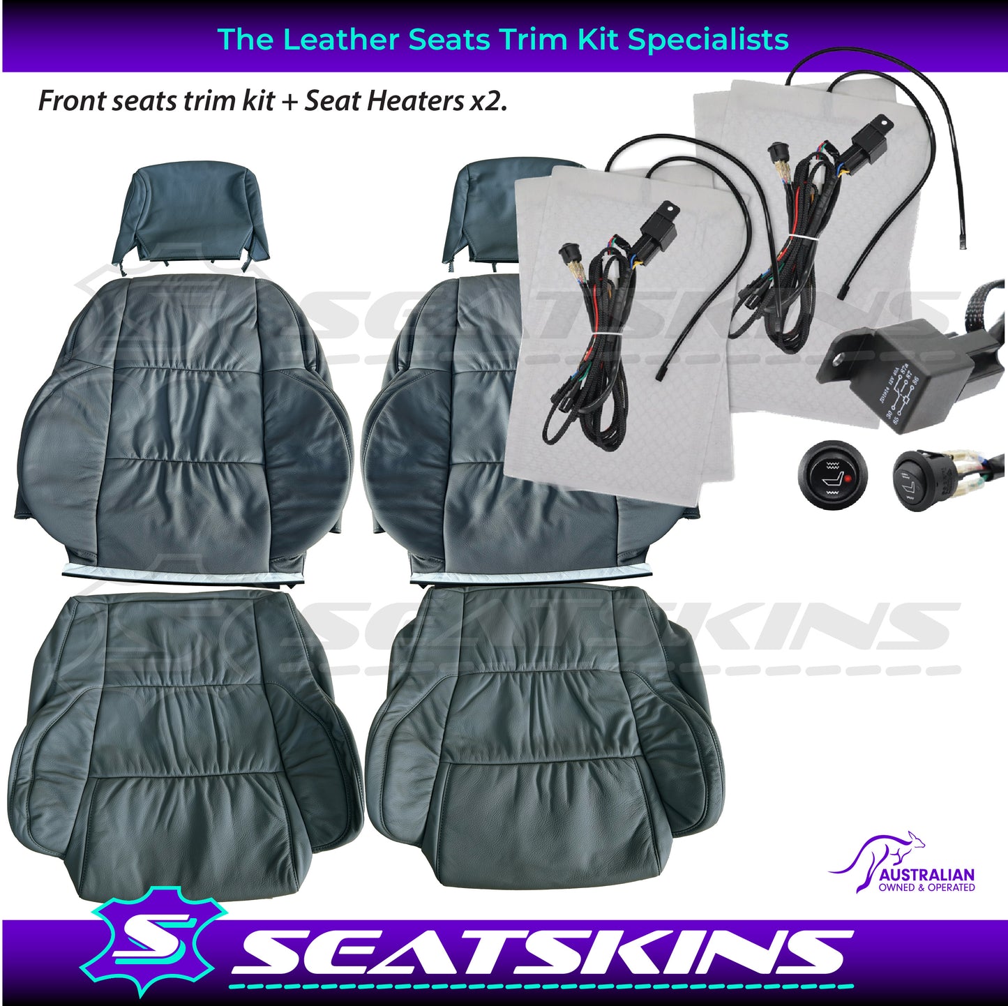 LEATHER SEATS TRIM KIT FOR HSV VS DEVONISH MALOO SENATOR CLUBSPORT GTS GREY 2 SEATS