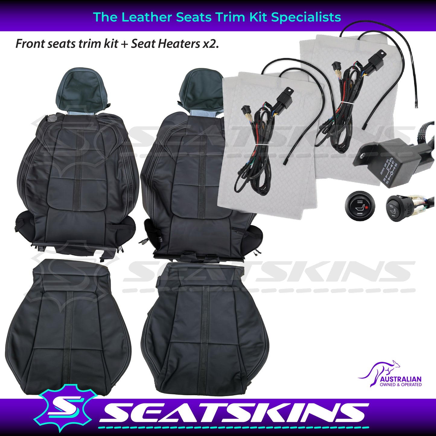 LEATHER SEATS TRIM KIT FOR VF SS/SSV/REDLINE UTE NAPPA LEATHER WITH SILVER STITCHING