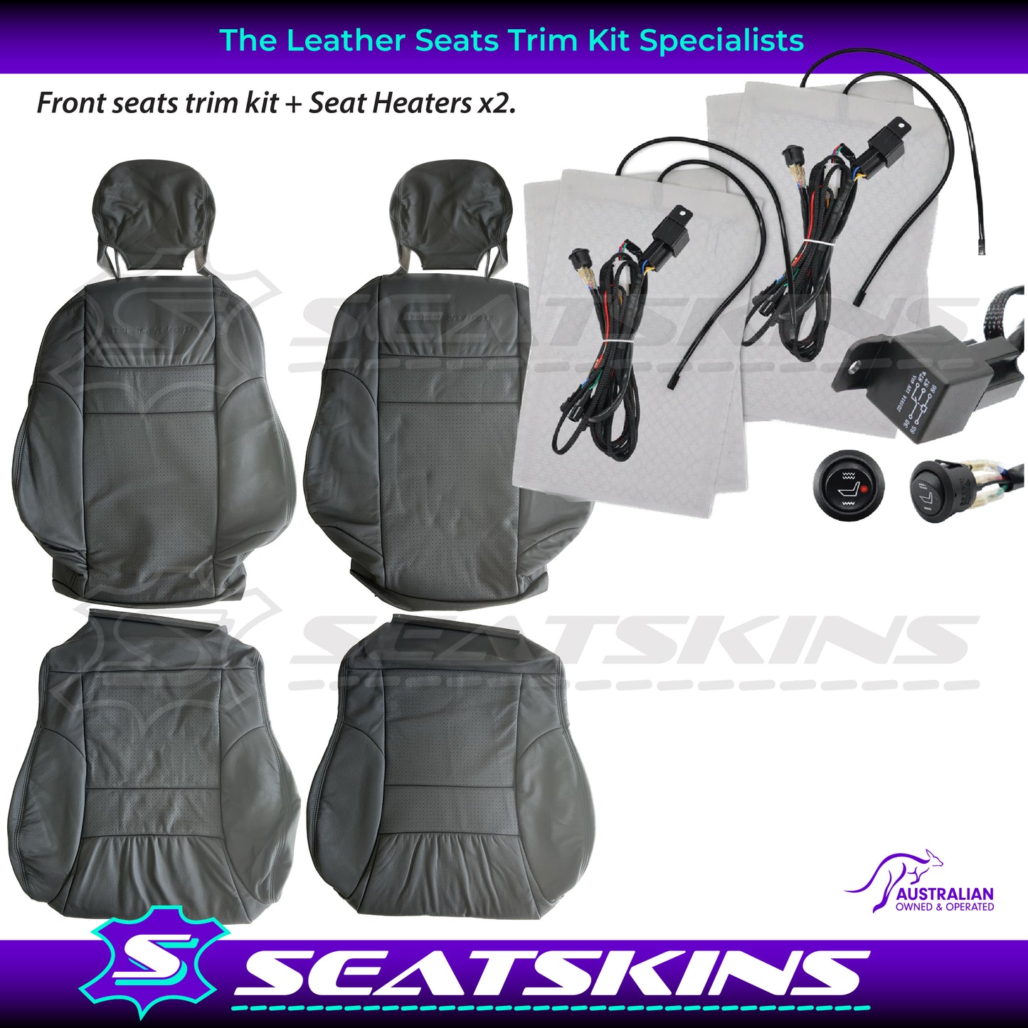 LEATHER SEATS TRIM KIT FOR HSV VT SENATOR PEWTER GREY 2 SEATER