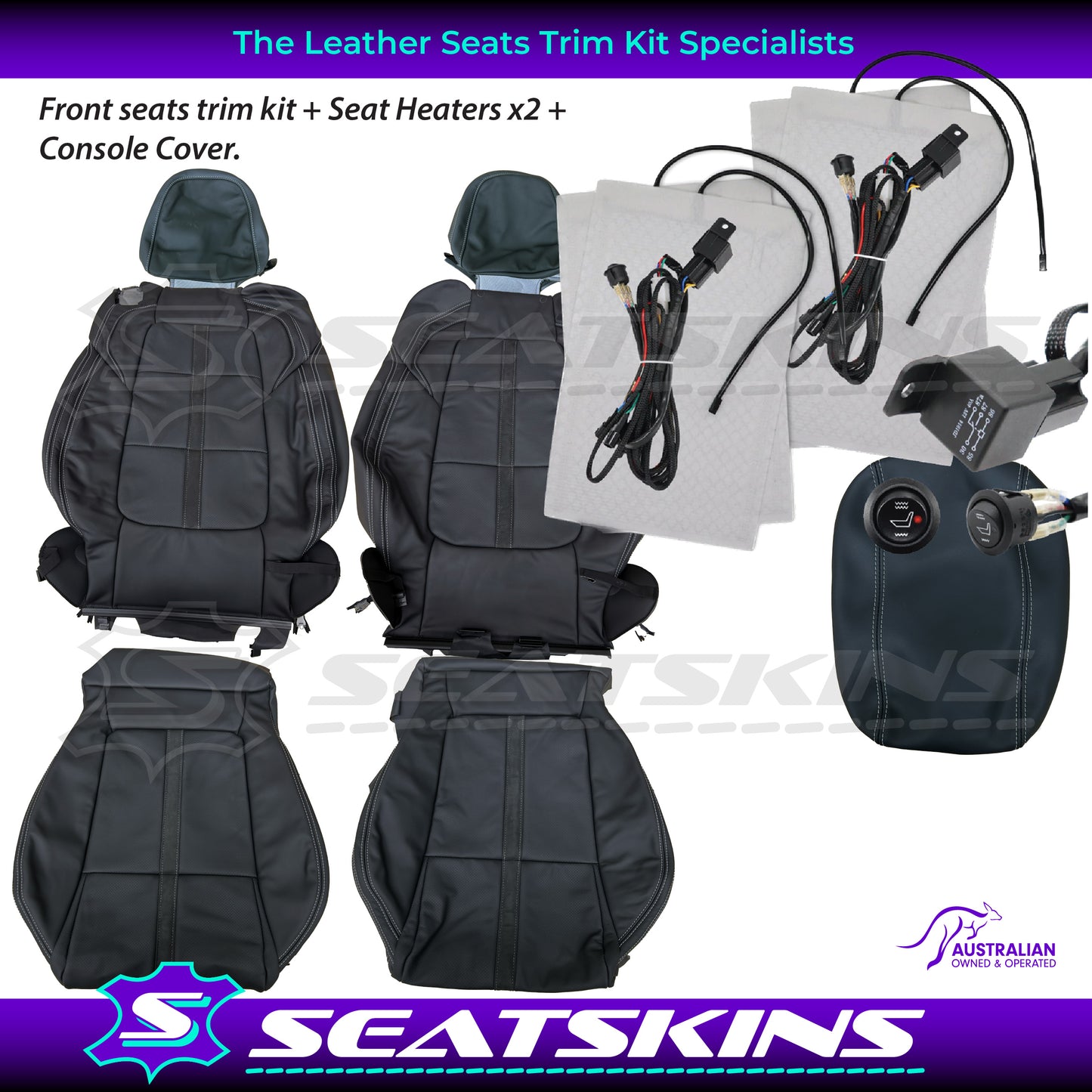 LEATHER SEATS TRIM KIT FOR VF SS/SSV/REDLINE UTE NAPPA LEATHER WITH SILVER STITCHING