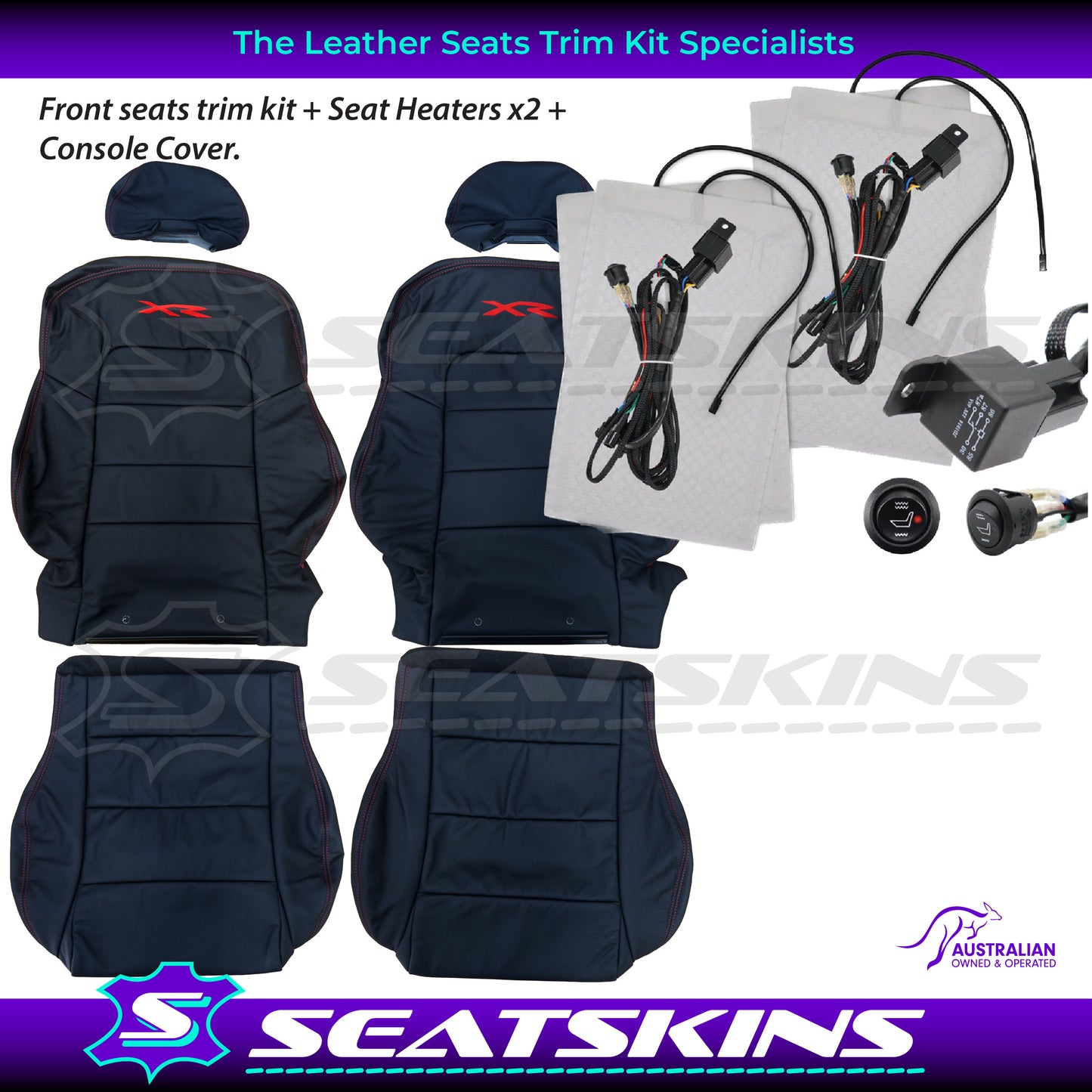 LEATHER SEATS TRIM KIT FOR FORD BA/BF CHOOSE YOUR COLOUR XR LOGO OEM STYLE