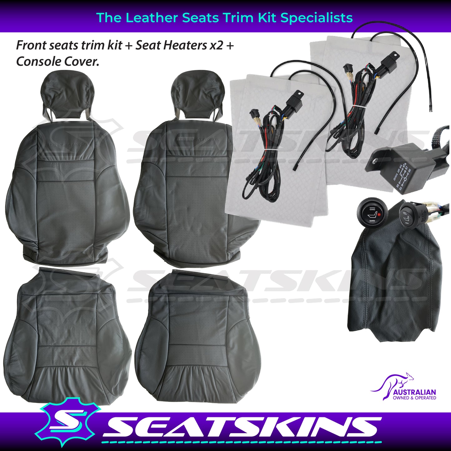 LEATHER SEATS TRIM KIT FOR HSV VT SENATOR PEWTER GREY 2 SEATER