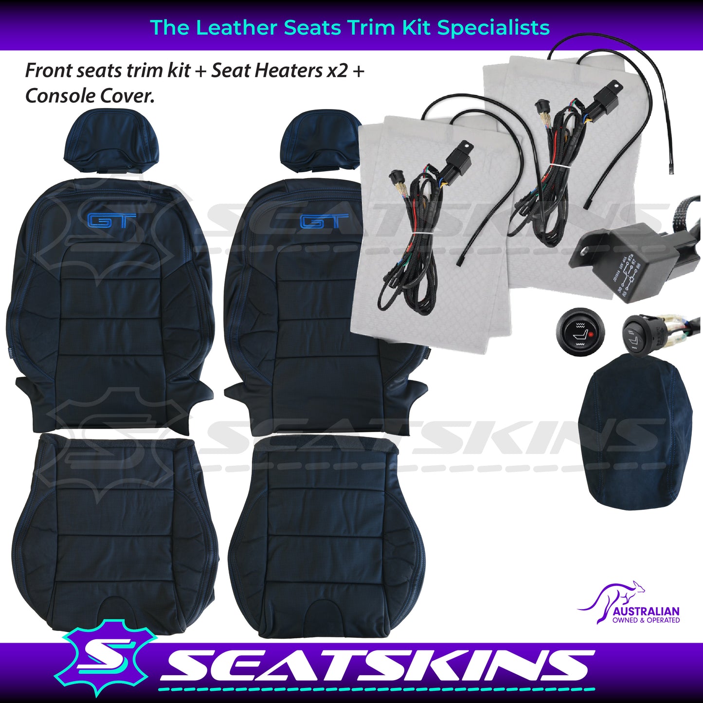 LEATHER SEATS TRIM KIT SKINS FOR FORD/FPV BA/BF GT 2 SEATER
